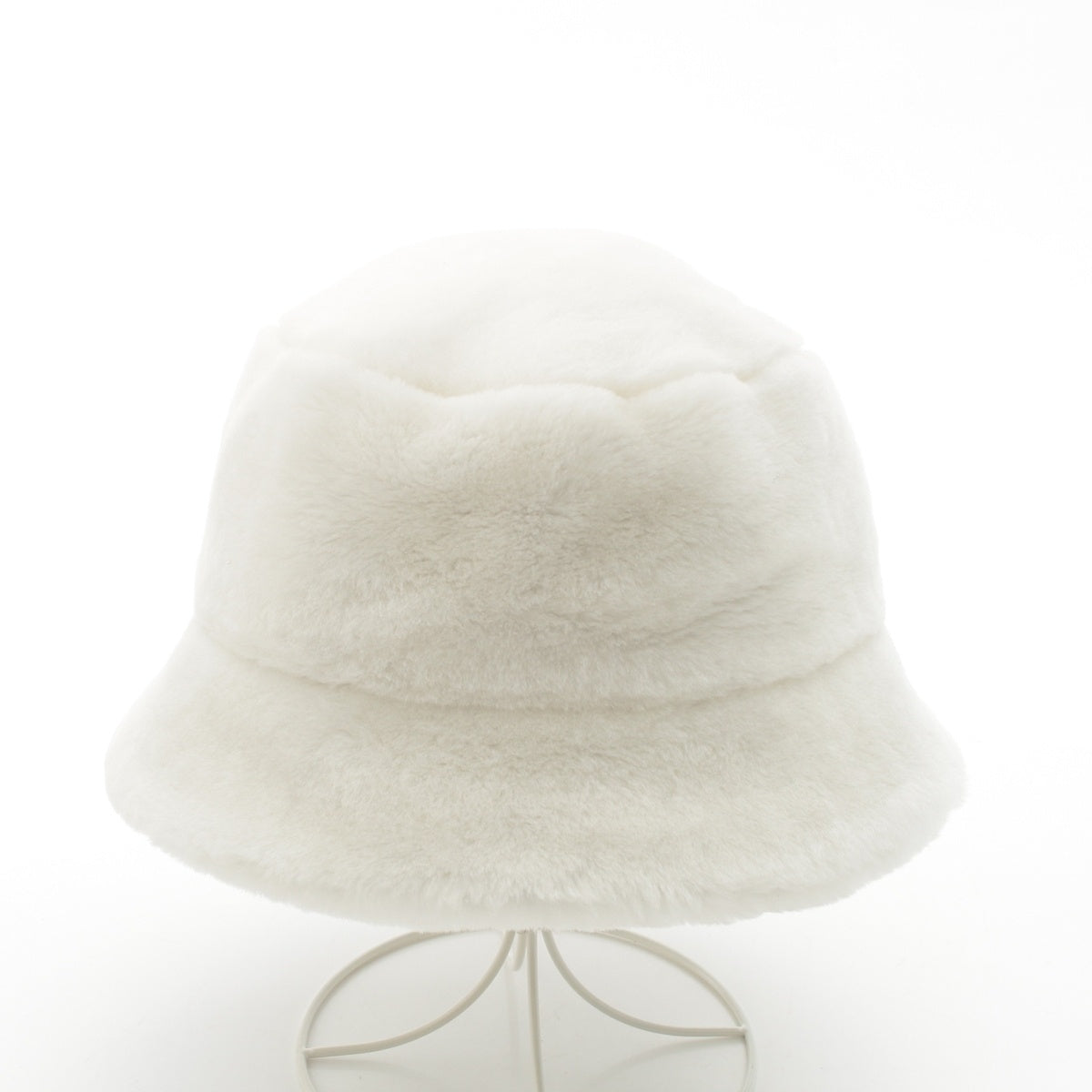 PRADA Triangle logo fur shearling hat hat 1HC137 white M