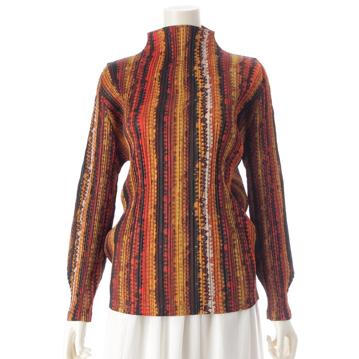 PLEATS PLEASE ISSEY Stray stripes Cut Long sleeve top PP43-JK783 Brown 4