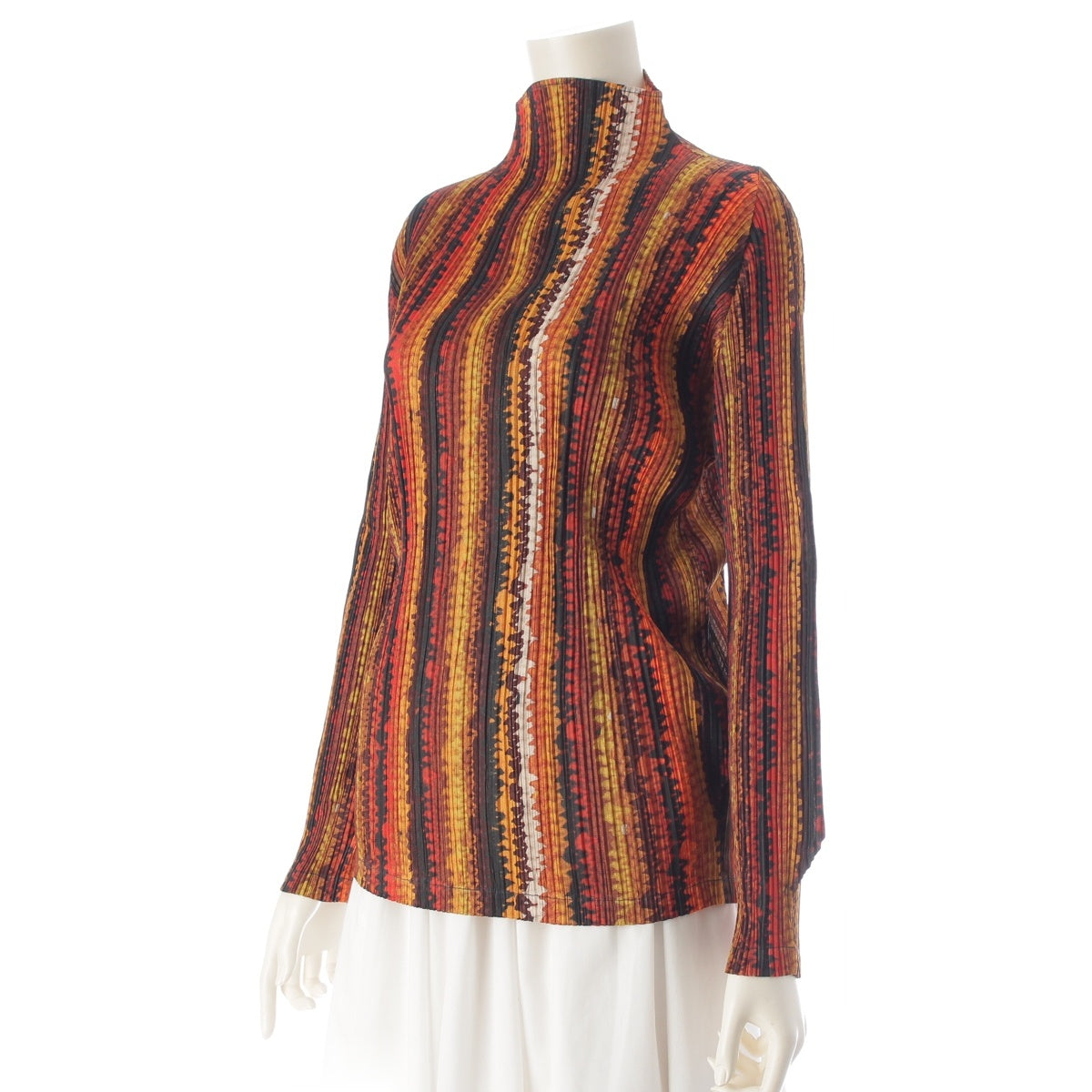 PLEATS PLEASE ISSEY Stray stripes Cut Long sleeve top PP43-JK783 Brown 4