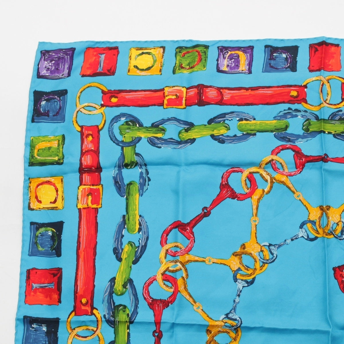 GUCCI silk Horsebit Logo scarf blue