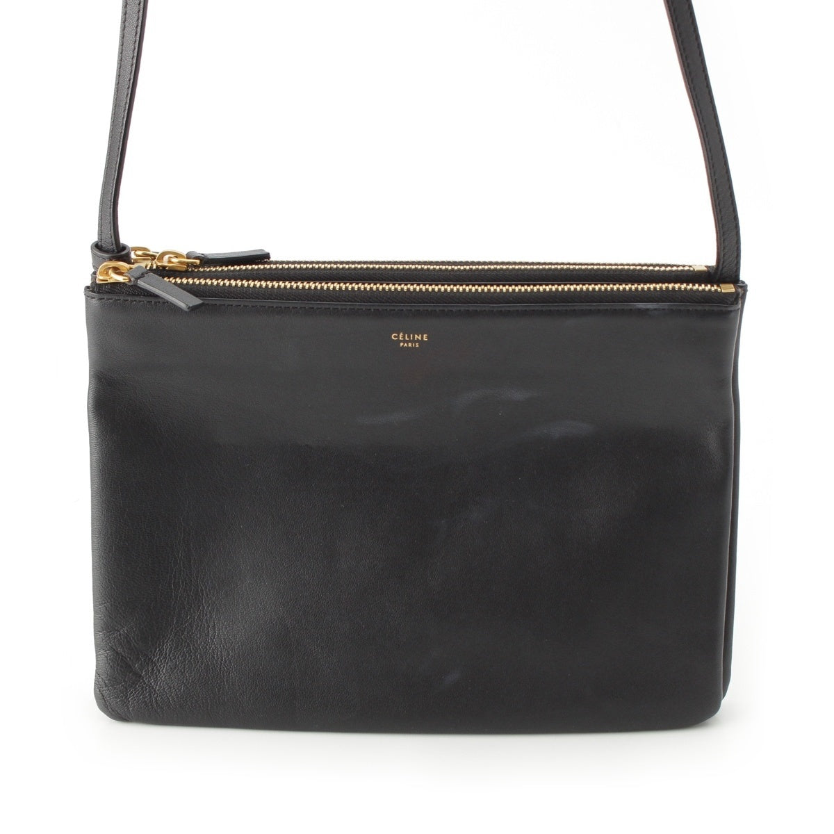 CELINE Trio Large leather Shoulder Bag black