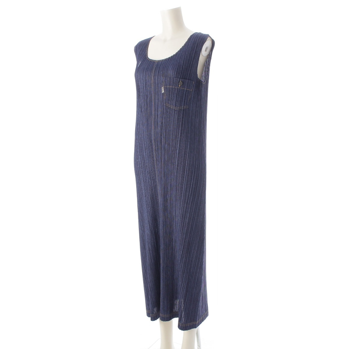 PLEATS PLEASE ISSEY Denim Transfer Sleeveless one piece dress PP75-JH021 Indigo 4