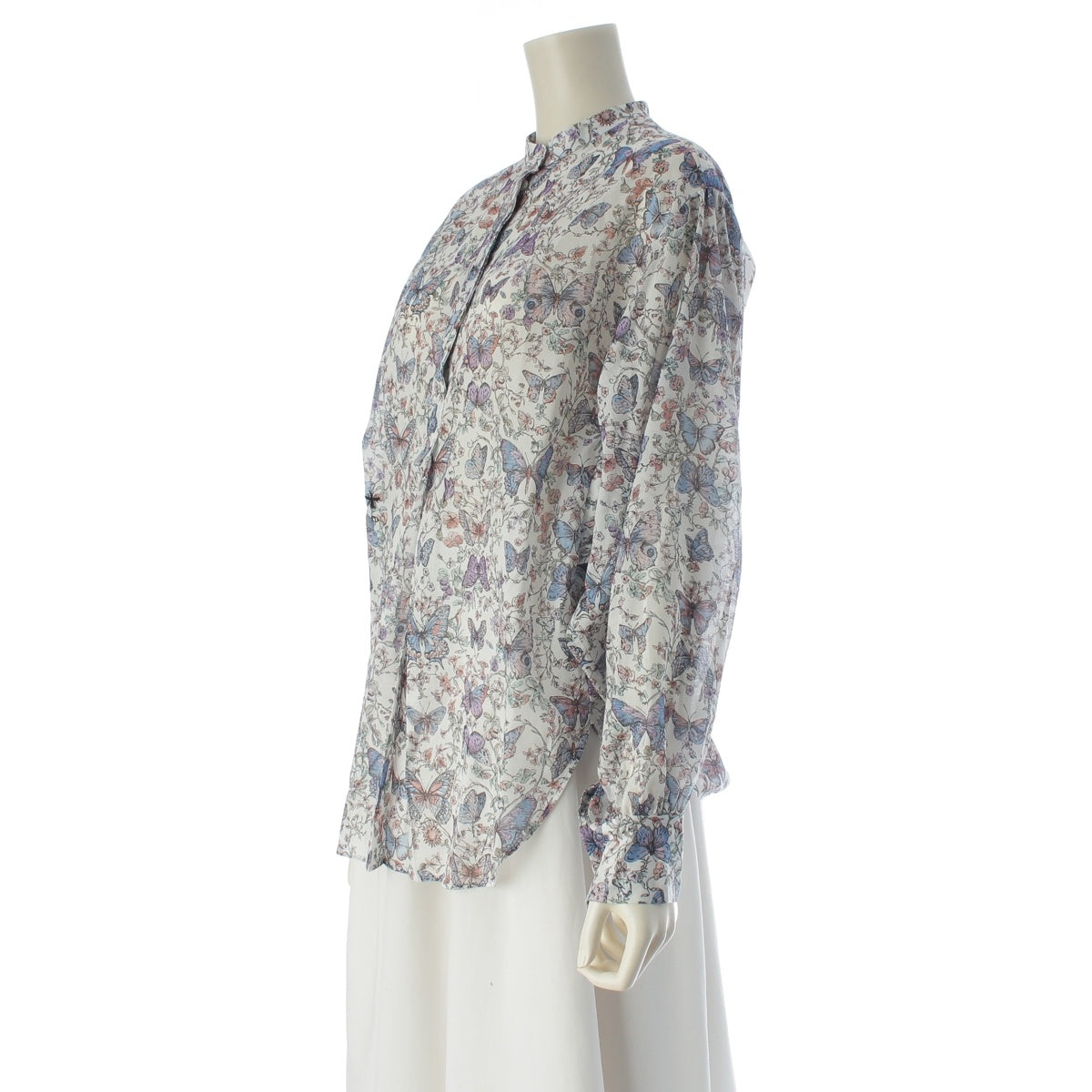 Christian Dior Bee embroidery, Pleated, all-over print chiffon blouse Floral pattern, butterfly 521B68A3A48 multicolor 34