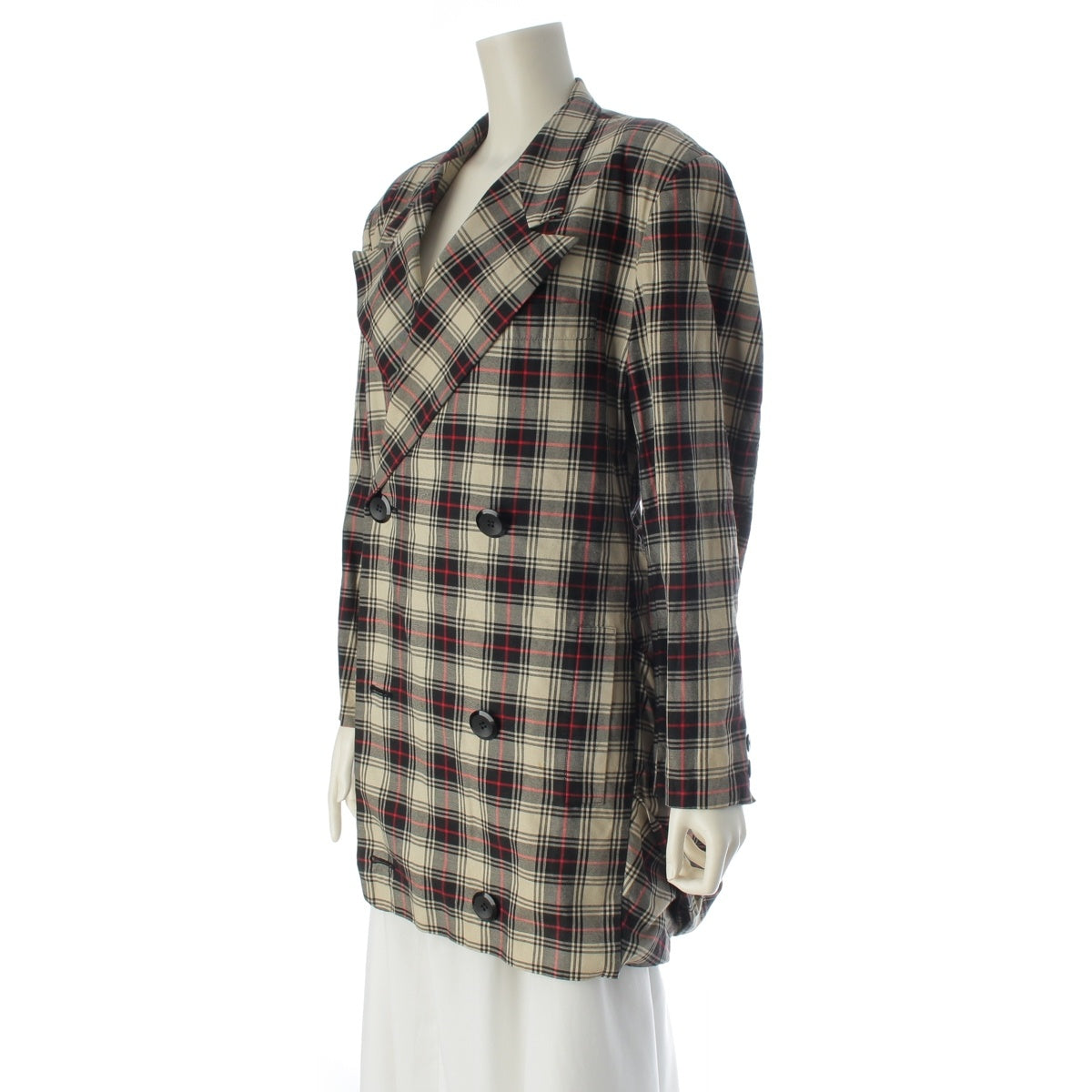 Yohji Yamamoto Vintage check pattern with rounded lettering tag, back gathered long jacket. tailored jacket outer multicolor M