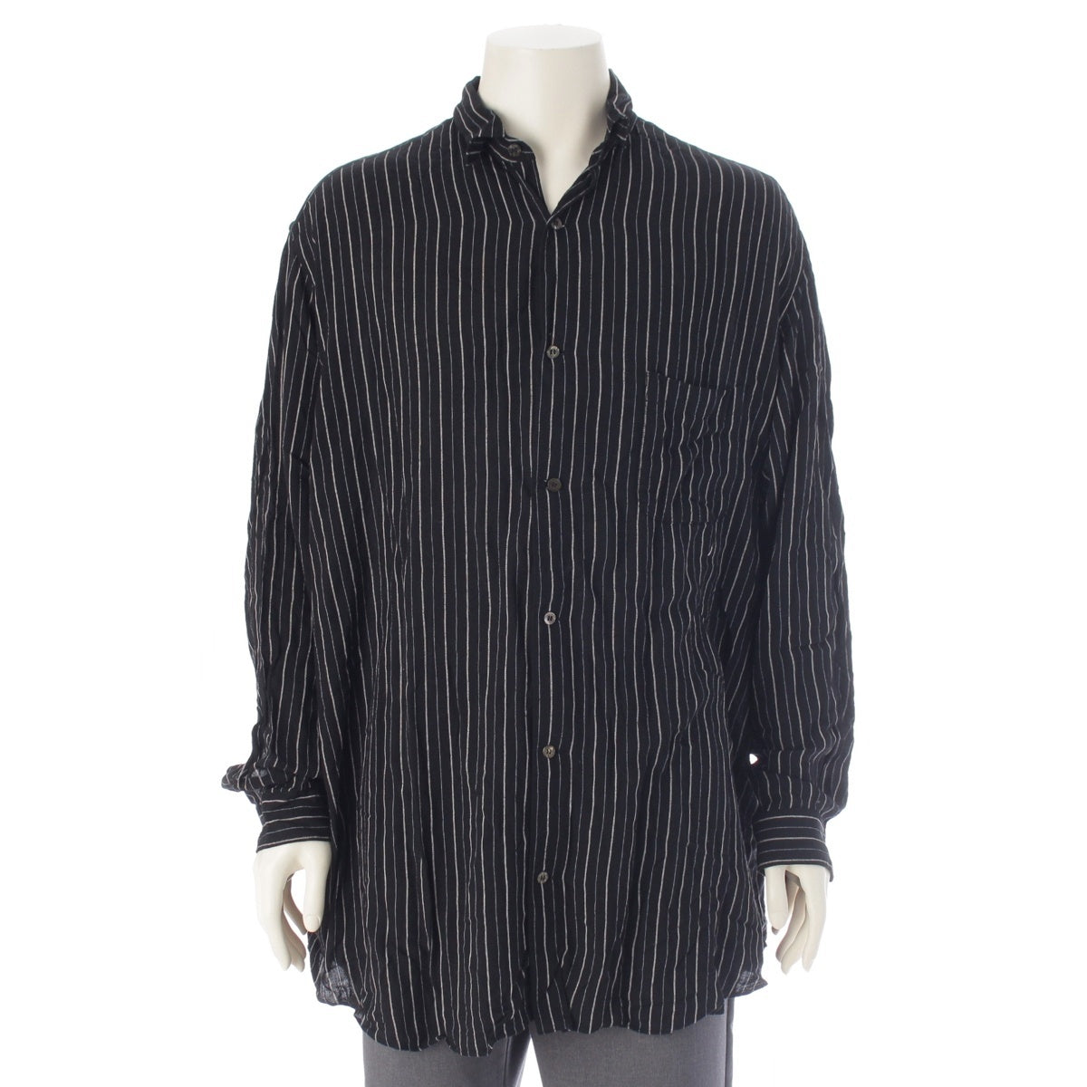 Y’s for men Vintage Stripes Long sleeve shirt tops MB-B02-201 black F