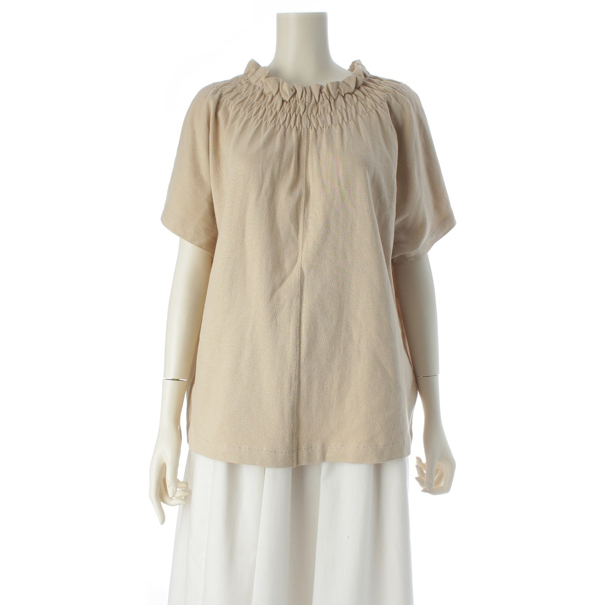 ISSEY MIYAKE Cotton Acrylic Original tag, modified design, gathered neck top, dolman sleeve T-shirt sweat MY11133 beige 9