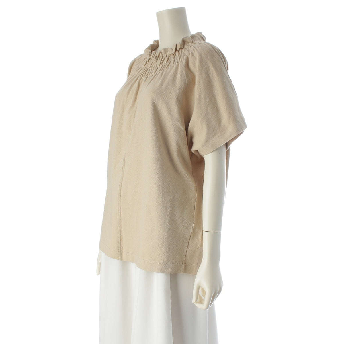 ISSEY MIYAKE Cotton Acrylic Original tag, modified design, gathered neck top, dolman sleeve T-shirt sweat MY11133 beige 9
