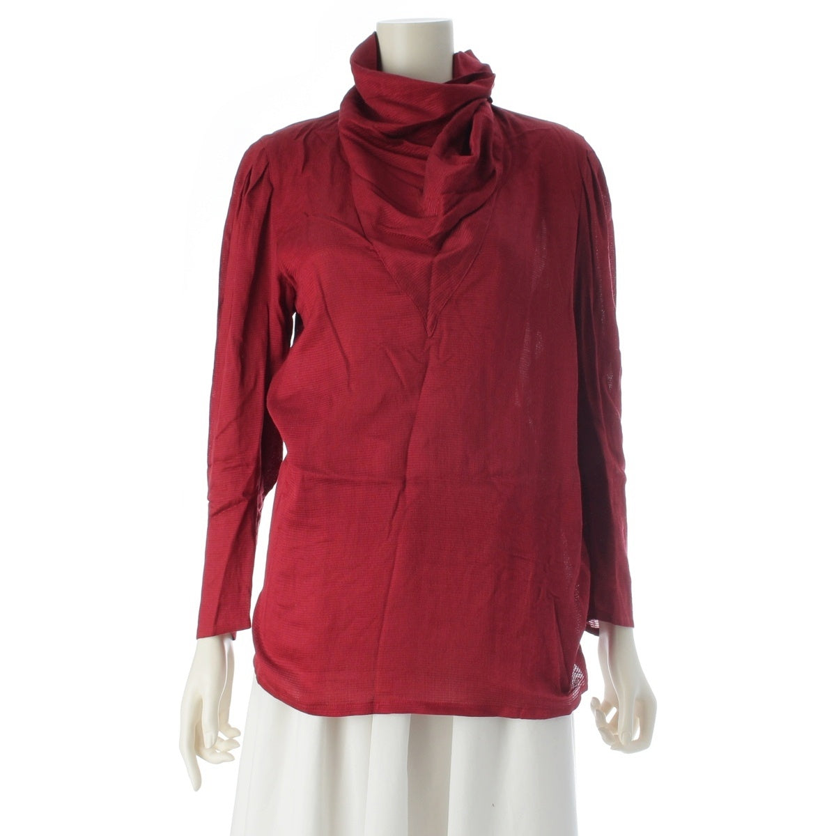 ISSEY MIYAKE silk cotton Original tag, modified, asymmetrical neck design, pullover shirt blouse Red 9