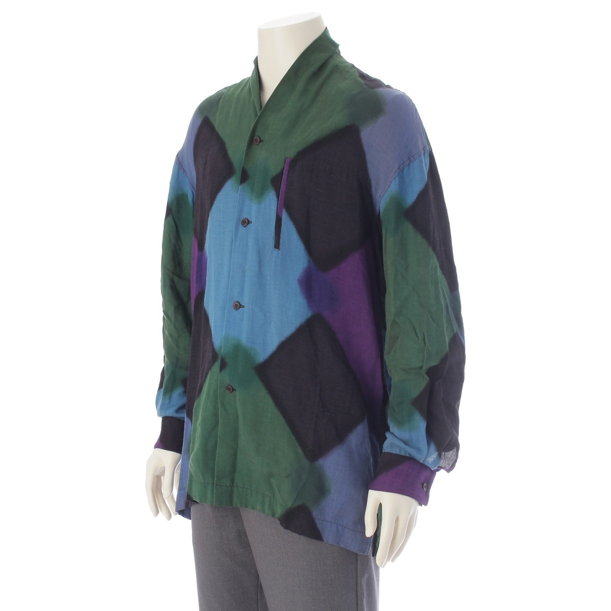 ISSEY MIYAKE MEN Wool blend Brush Tag, Gradient, Graffiti, Welt Pocket Long sleeve shirt Jacket tops LG13536 multicolor M