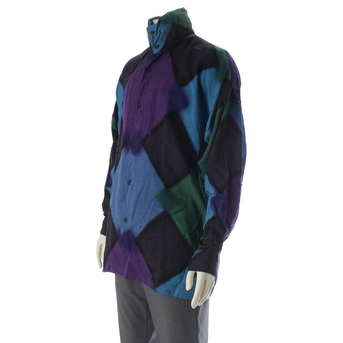 ISSEY MIYAKE Wool rayon Brush Tag Gradient Graffiti Jacket High Neck Long sleeve shirt LG13526 multicolor XL