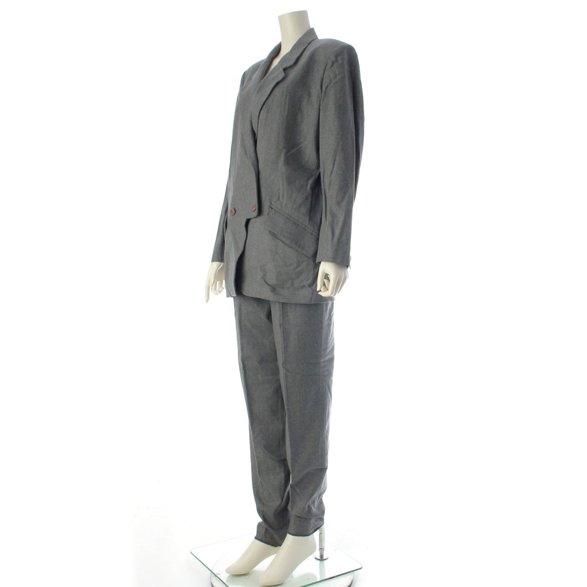 ISSEY MIYAKE wool Asymmetrical Cut Single-Breasted Jacket and Pants Set suit JS33215 MG44965 gray 9