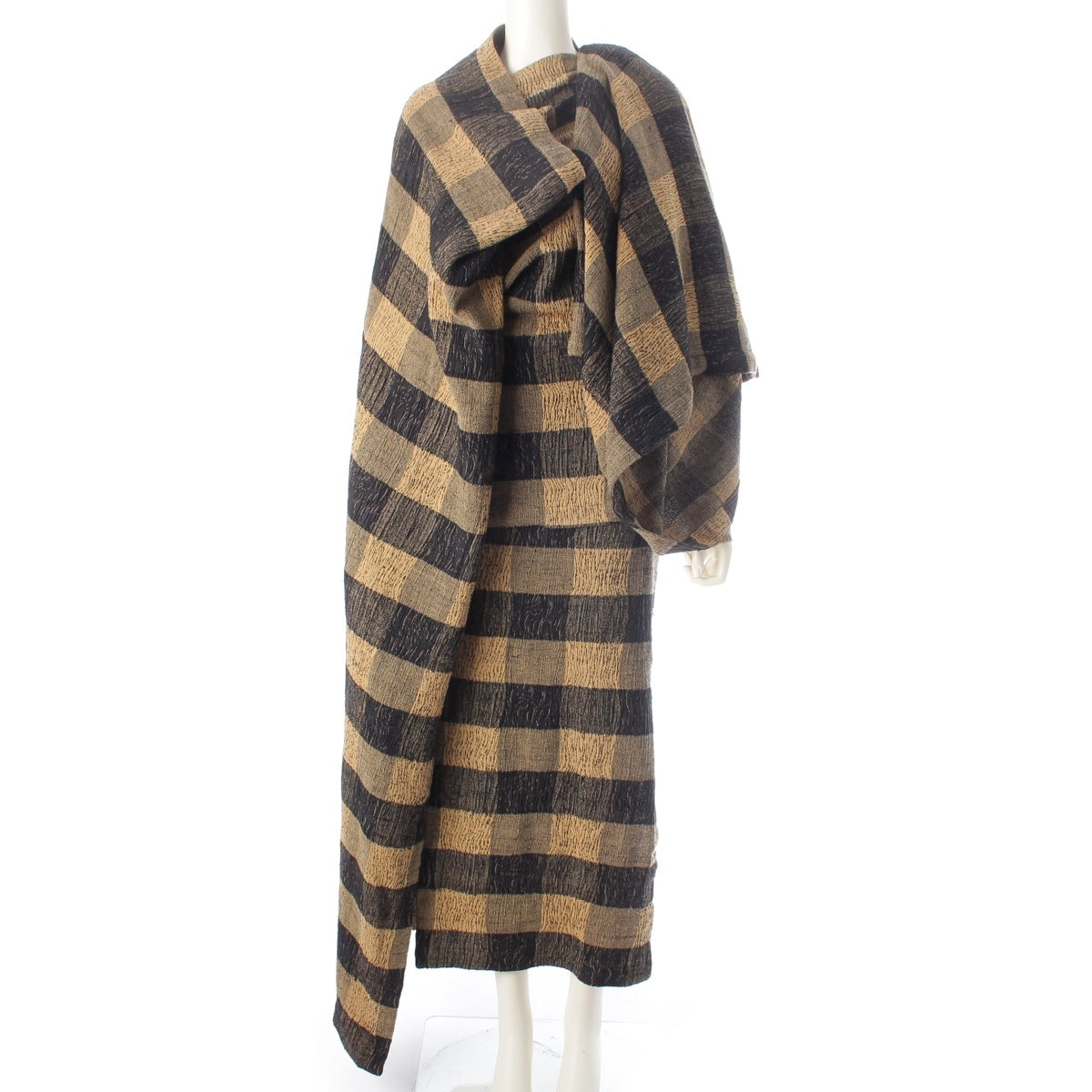 ISSEY MIYAKE silk cotton Brush Tag, Buddhist Robe (Kesa), Knit, Stretch 3 piece setup JS24324/54284/14874 Black beige 9