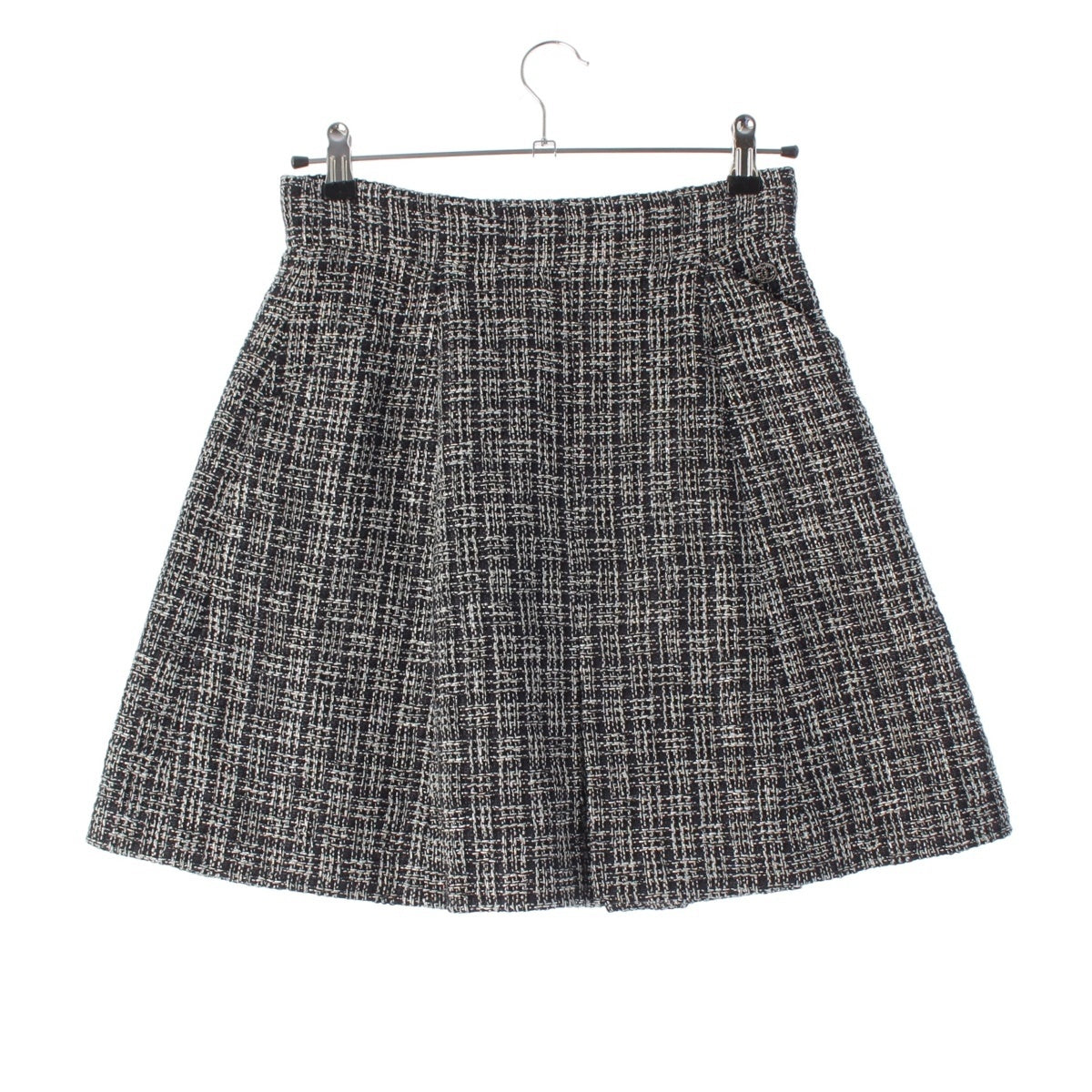 CHANEL COCO Mark Mixed Tweed Medium skirt Bottoms P60792 Black Silver 36