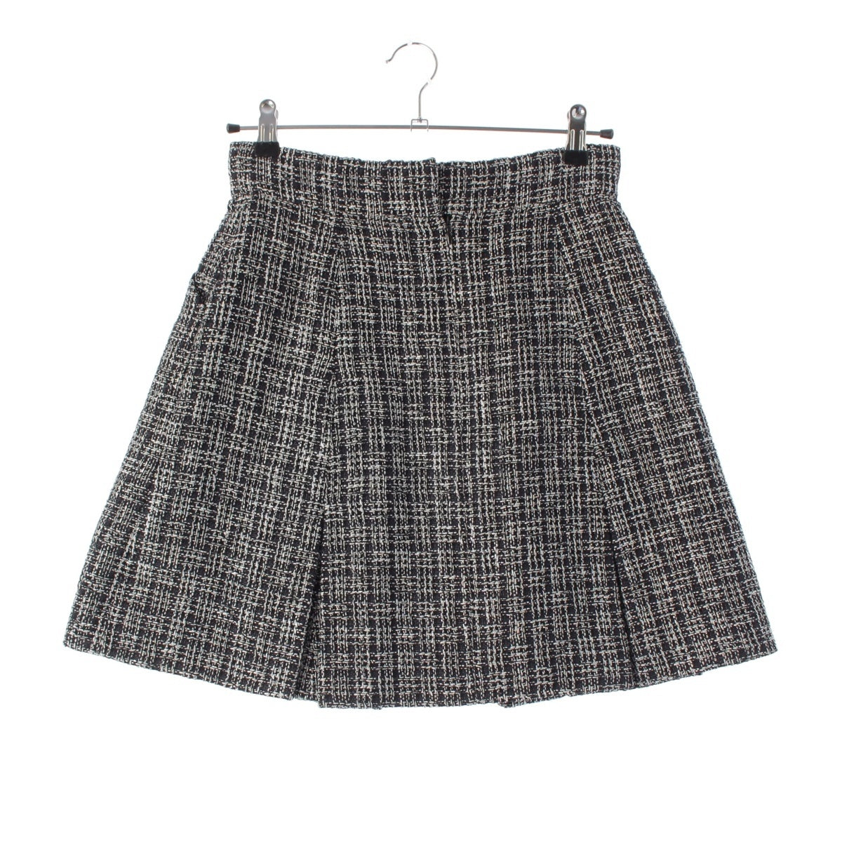 CHANEL COCO Mark Mixed Tweed Medium skirt Bottoms P60792 Black Silver 36