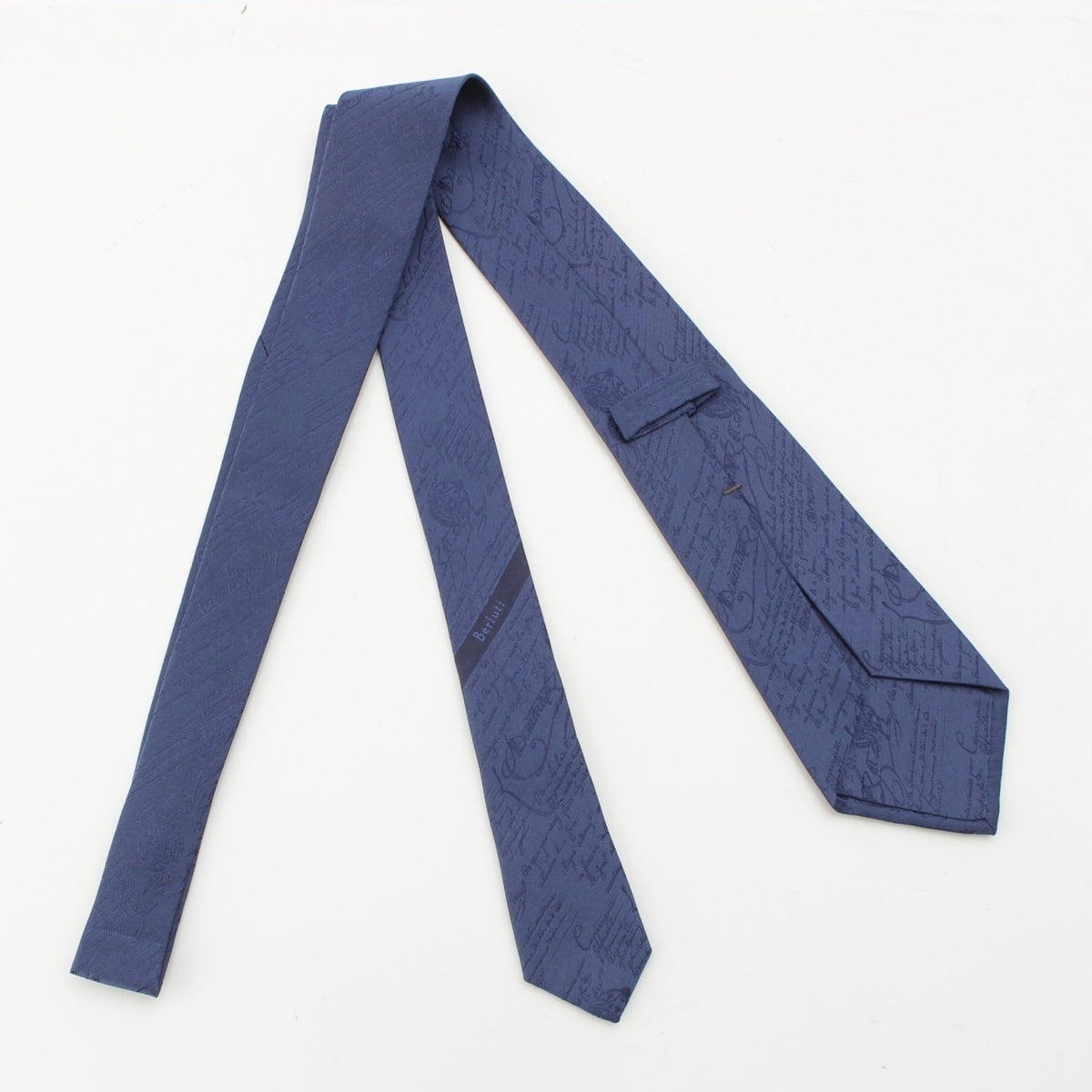 Berluti silk calligraphy tie blue