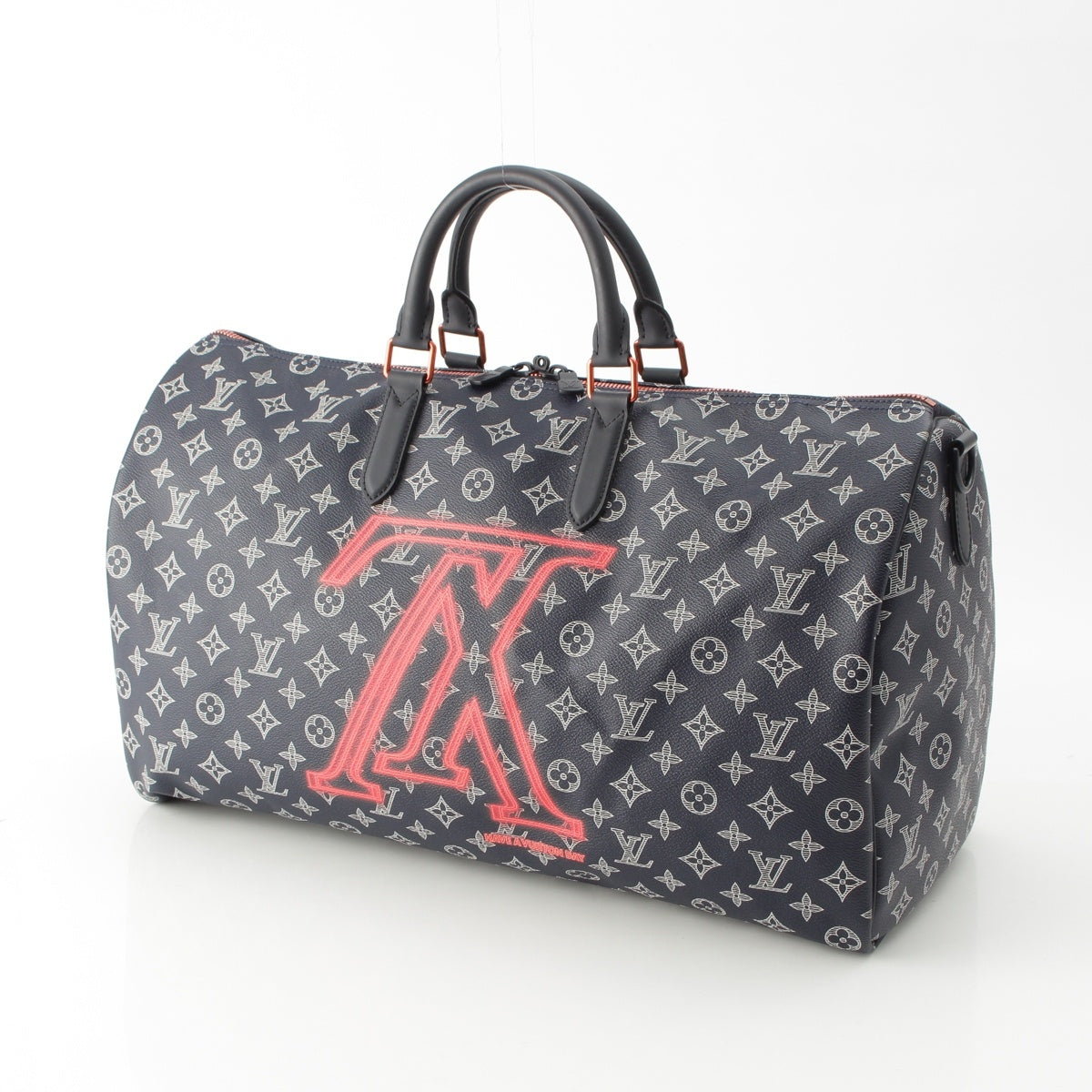 LOUIS VUITTON Kiepol Band Barriere 50 Monogram Ink Upside Down Boston bag M43684 Navy red