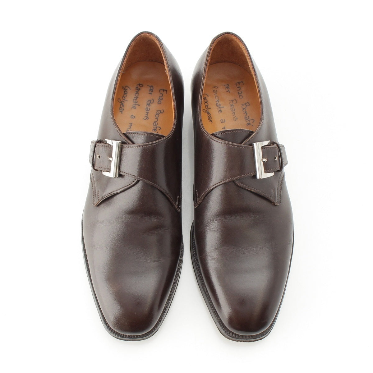 Enzo Bonafe DUCCIO leather single monk Dress shoes Leather shoes Dark brown 5 1/2