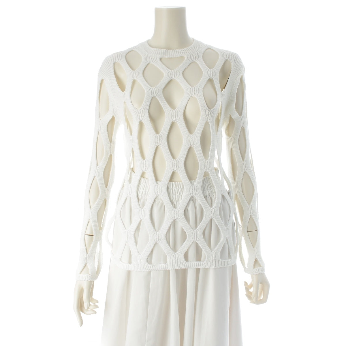 BLACK COMME des GARCONS mesh sweat tops 1M-N007 white XS