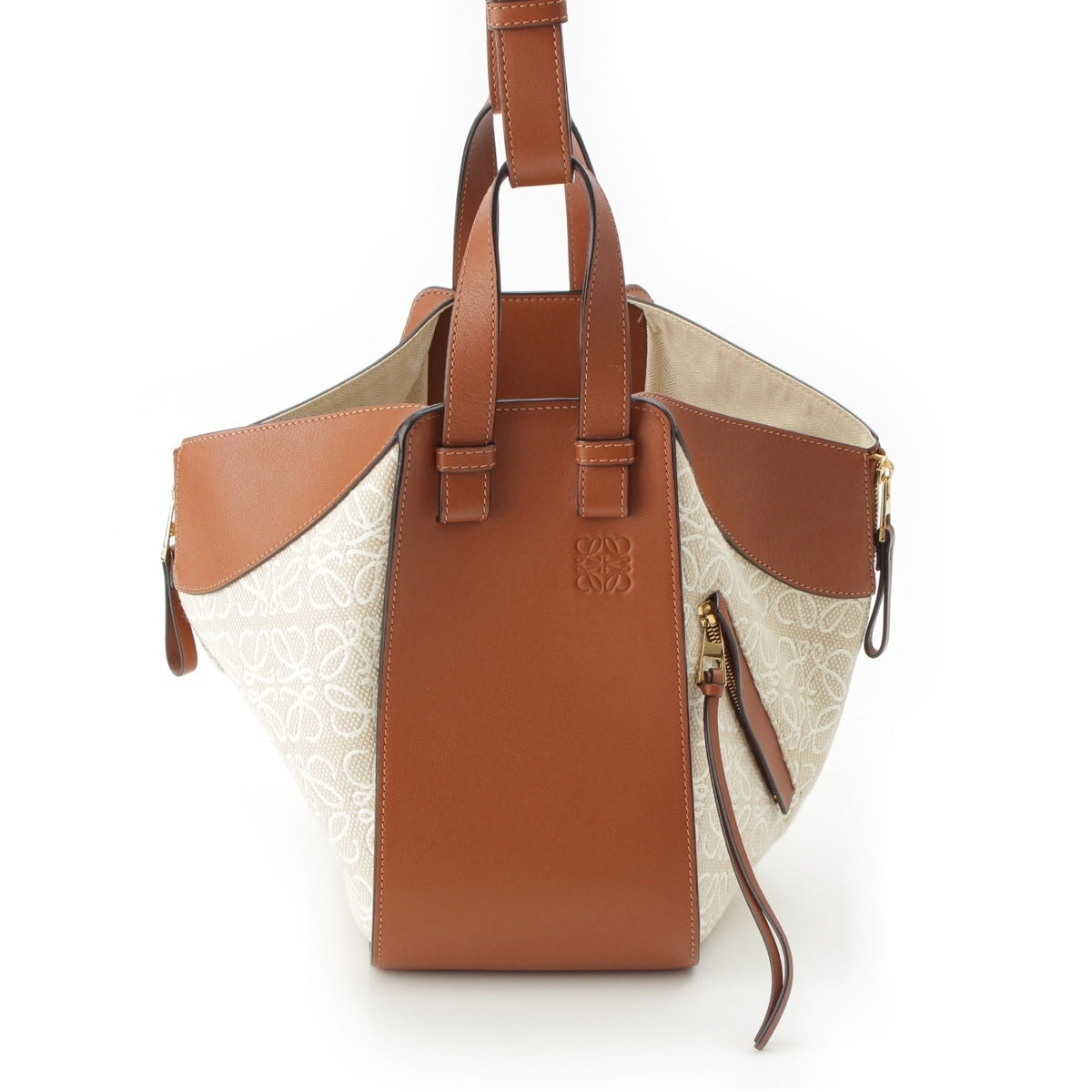 LOEWE hammock canvas Anagram 2WAY Shoulder Handbag A538S35X29 tan brown Small
