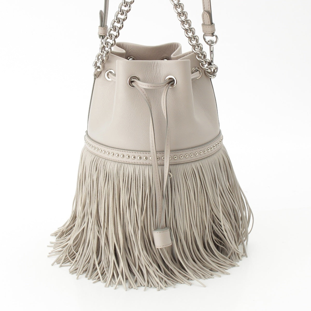 J&M Davidson leather Fringe Carnival 2-Way Shoulder Bag Handbag gray mini