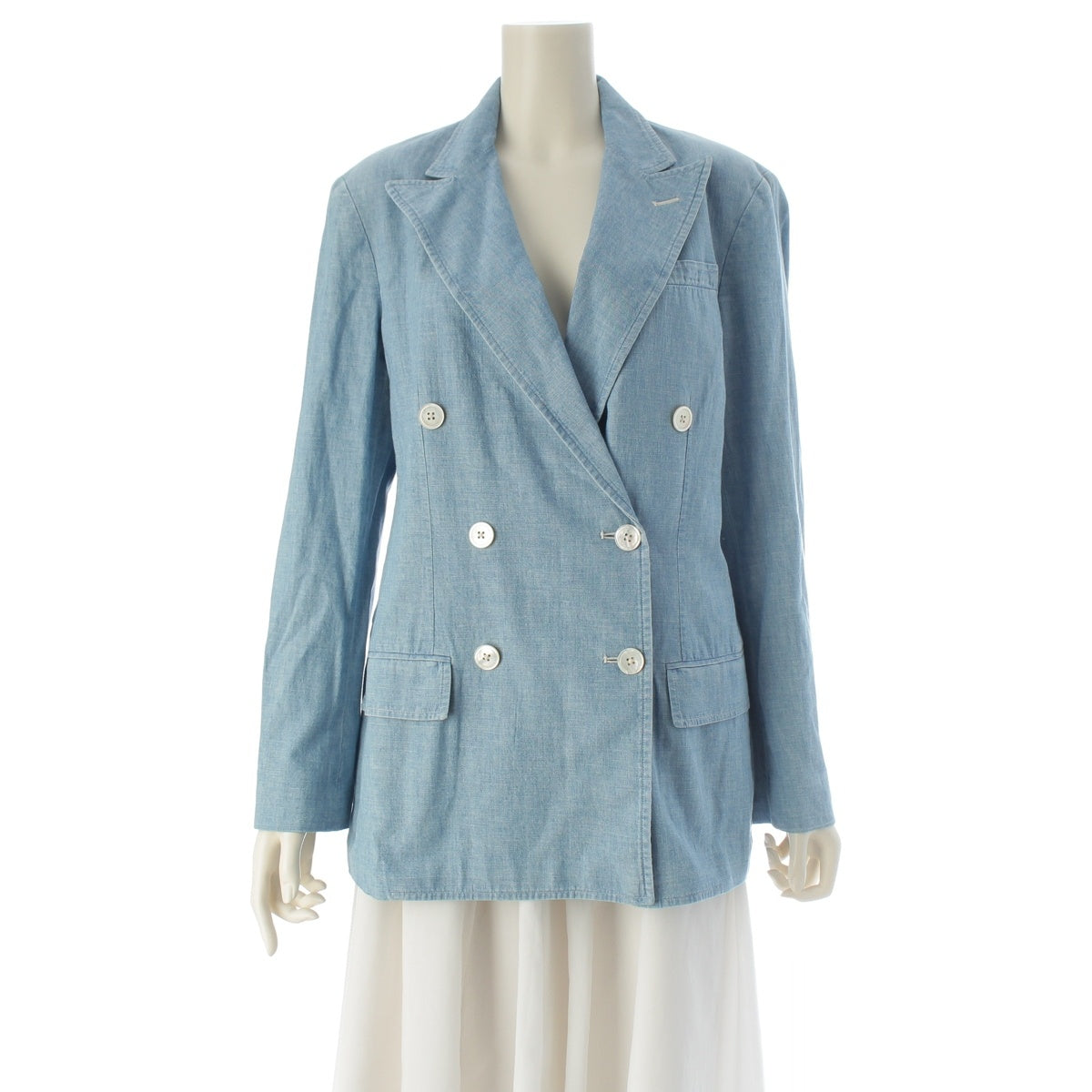 POLO RALPH LAUREN Double-breasted chambray blazer tailored jacket WMPOOTWN5V20288 blue 6