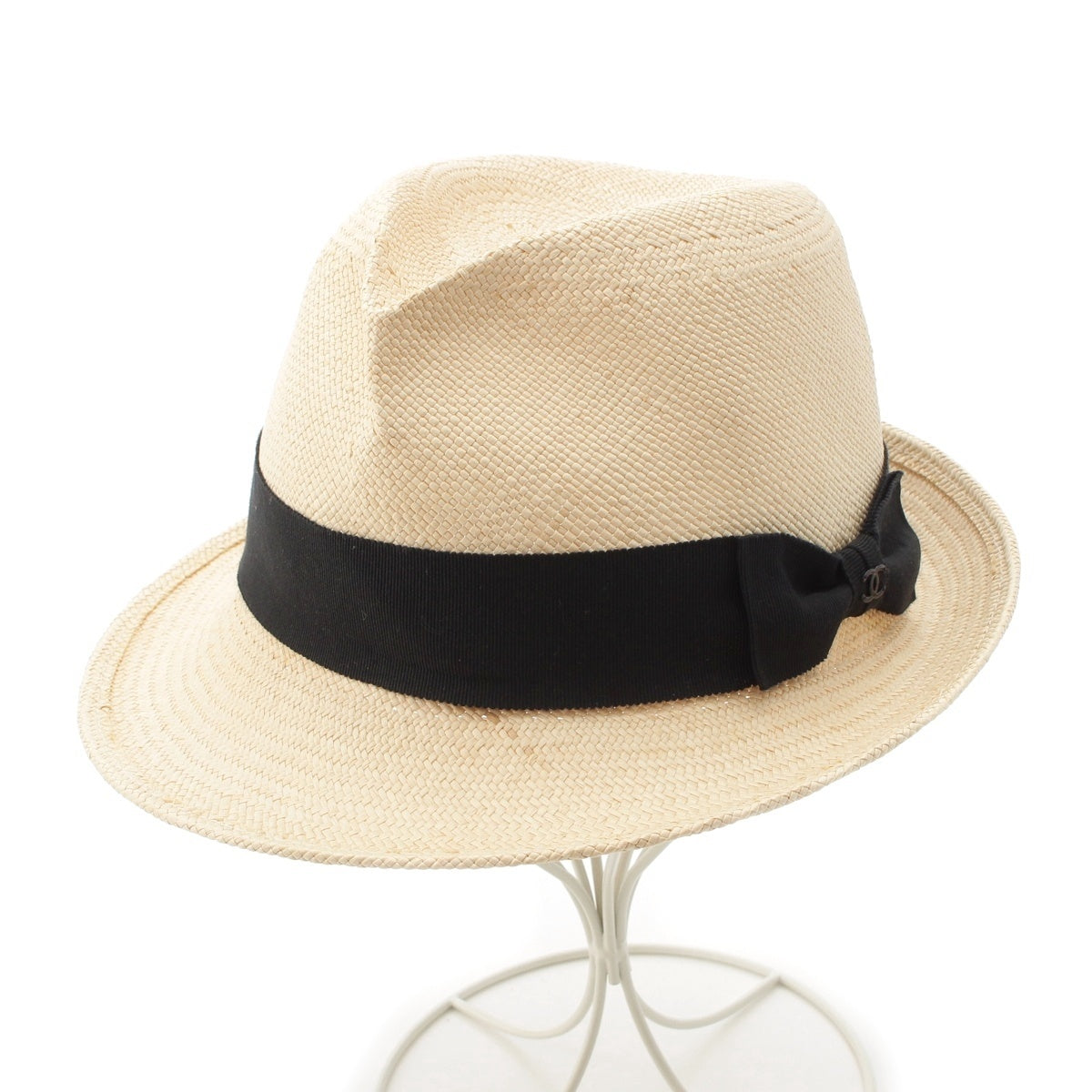 CHANEL straw COCO Mark Straw Hat hat beige M