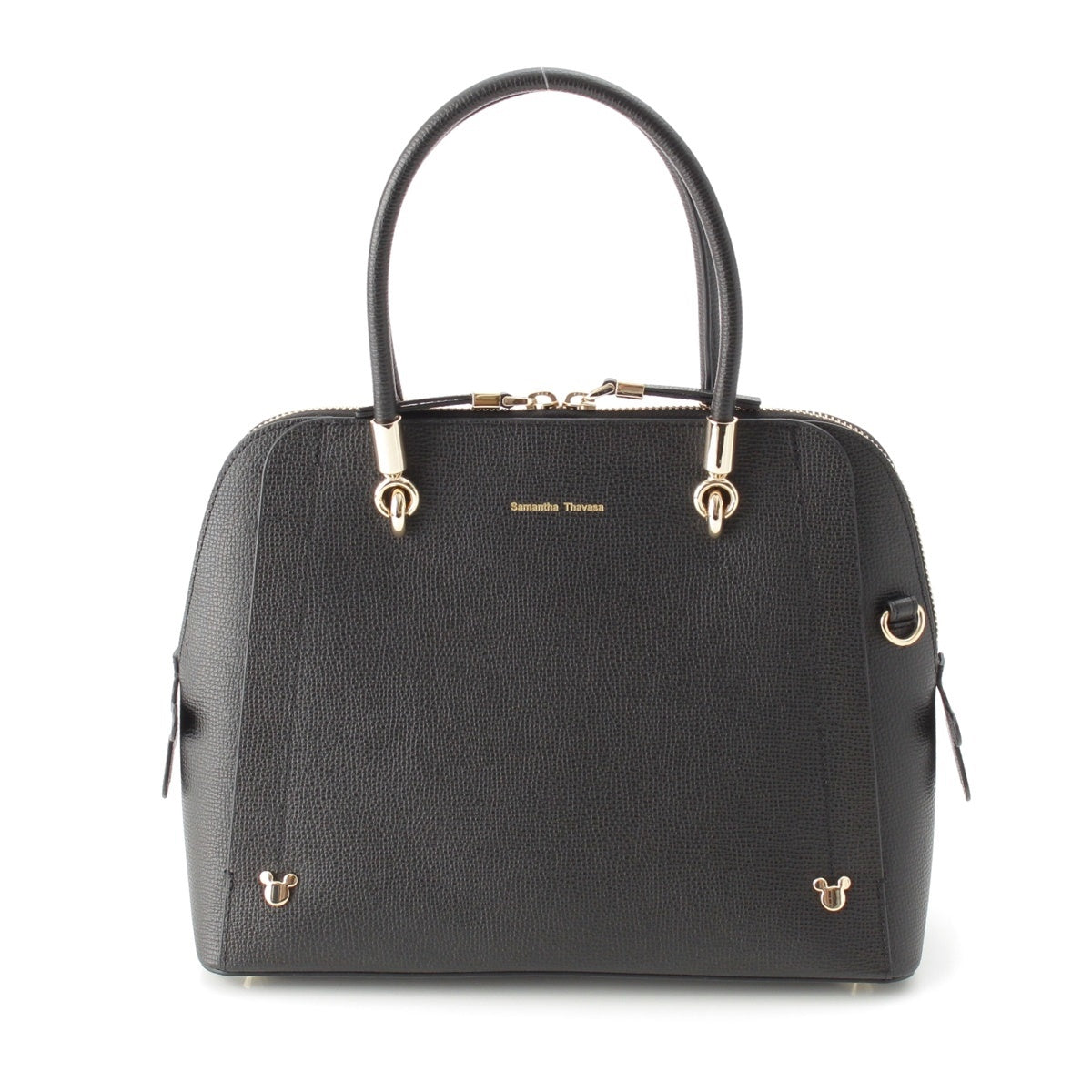 Samantha Thavasa leather Mickey Collection 2-Way Shoulder Bag Handbag black