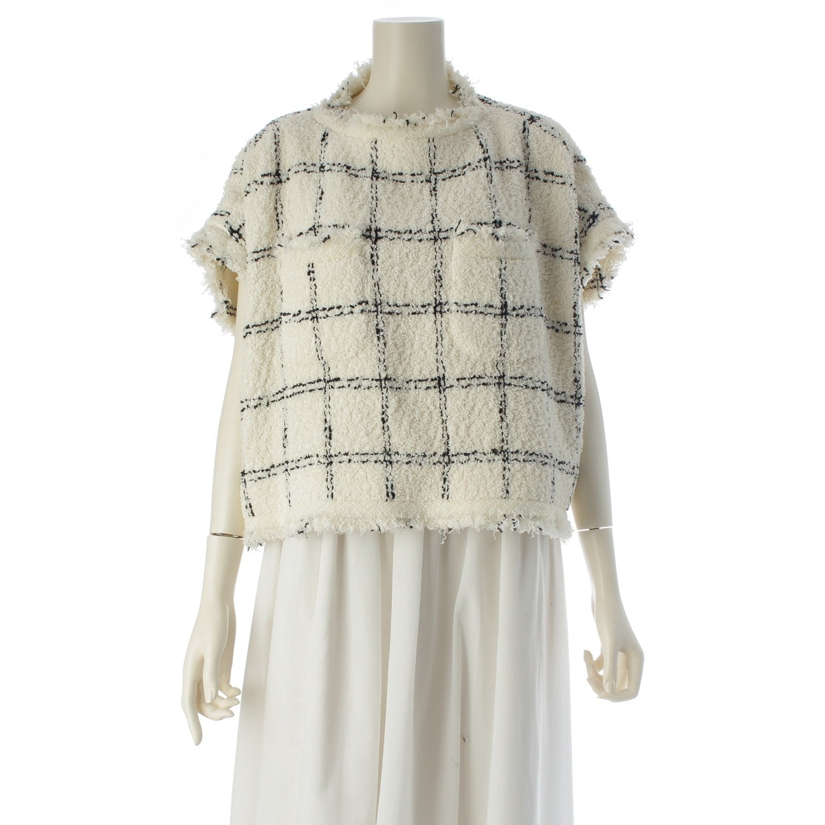 Sacai Tweed pullover Best tops 24-07144 Off-white x black 1