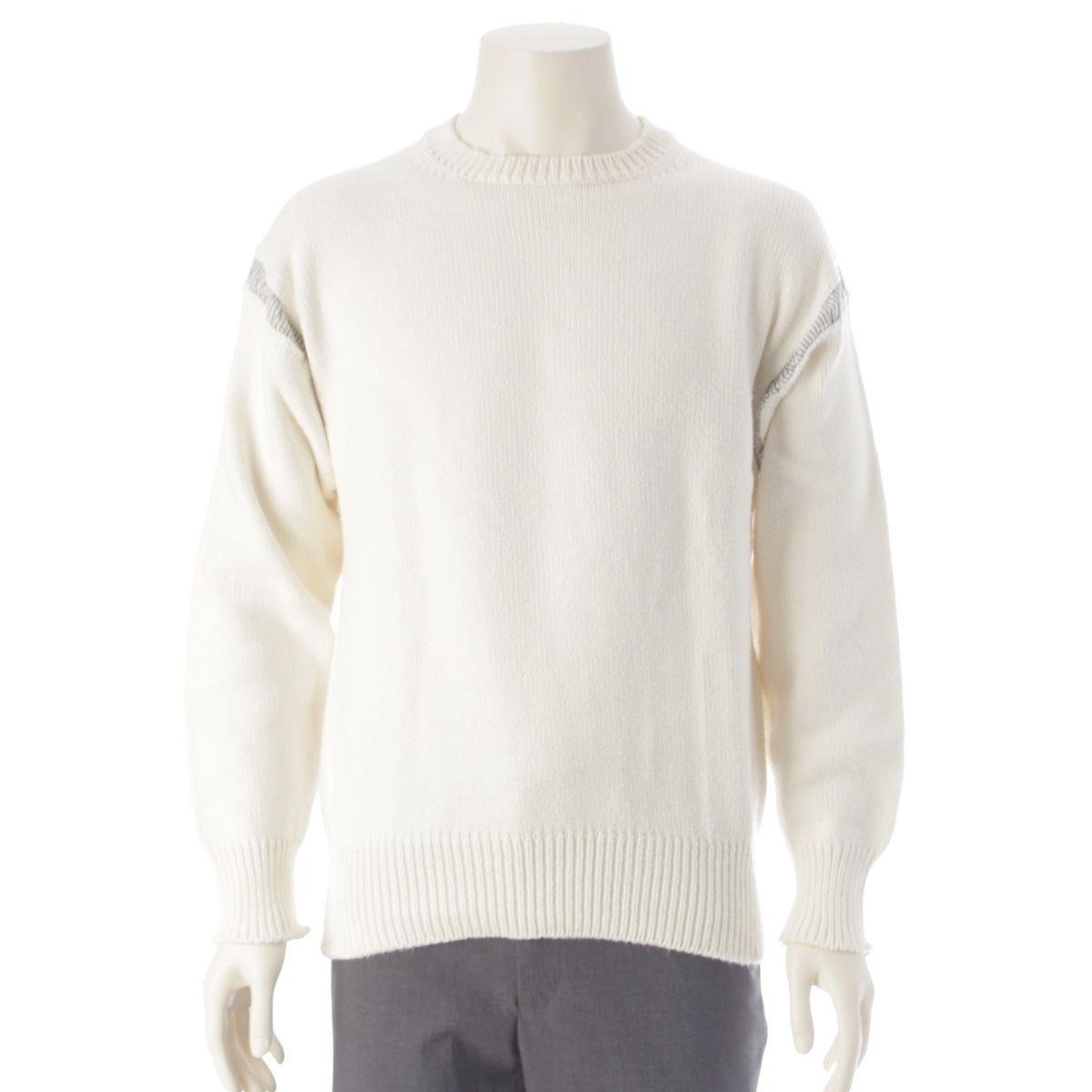 COMME des GARCONS HOMME cotton Tanaka Homme (Tanaka era) AD1993 Shirt fabric, color-blocked, square neck knit sweater HN-100010 white