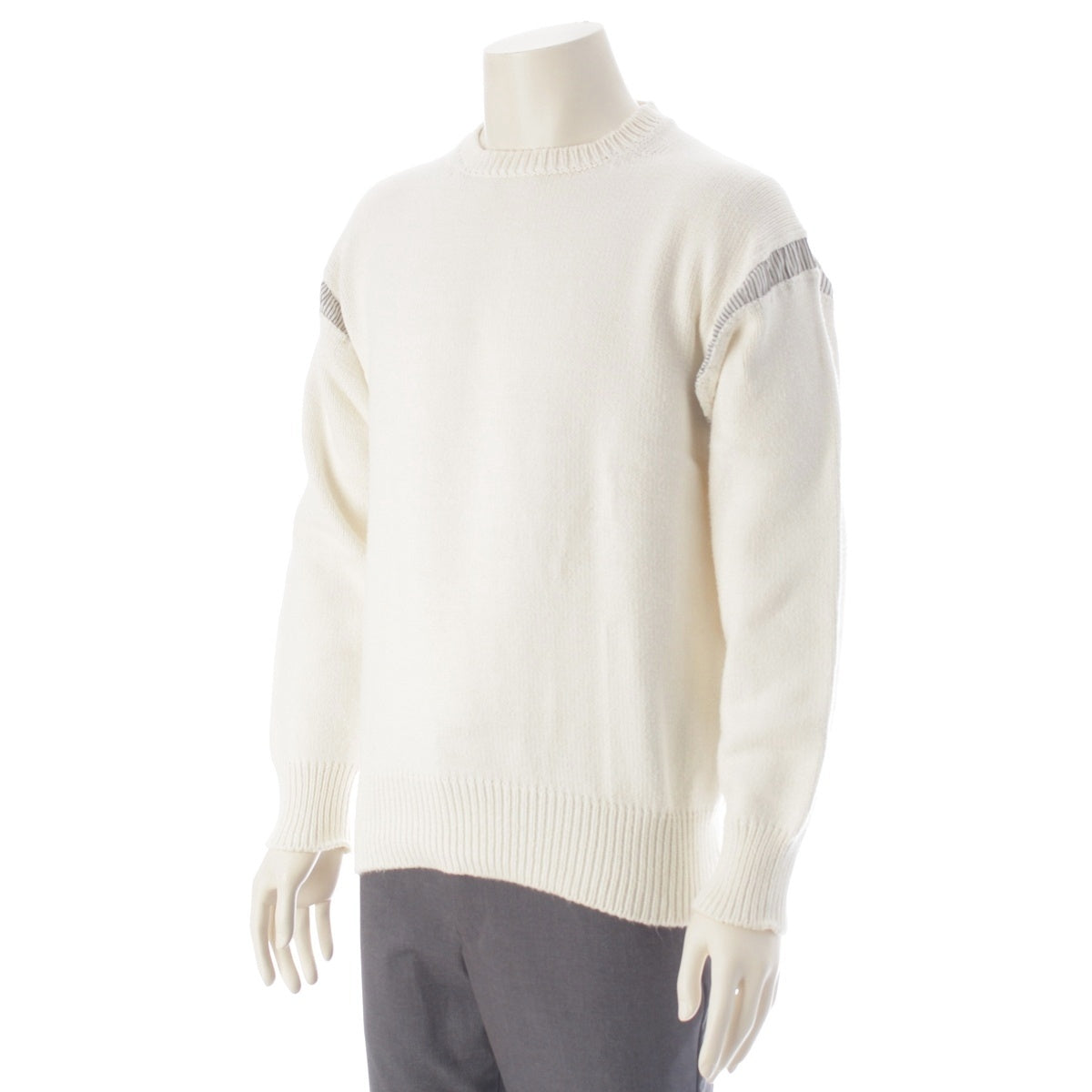 COMME des GARCONS HOMME cotton Tanaka Homme (Tanaka era) AD1993 Shirt fabric, color-blocked, square neck knit sweater HN-100010 white