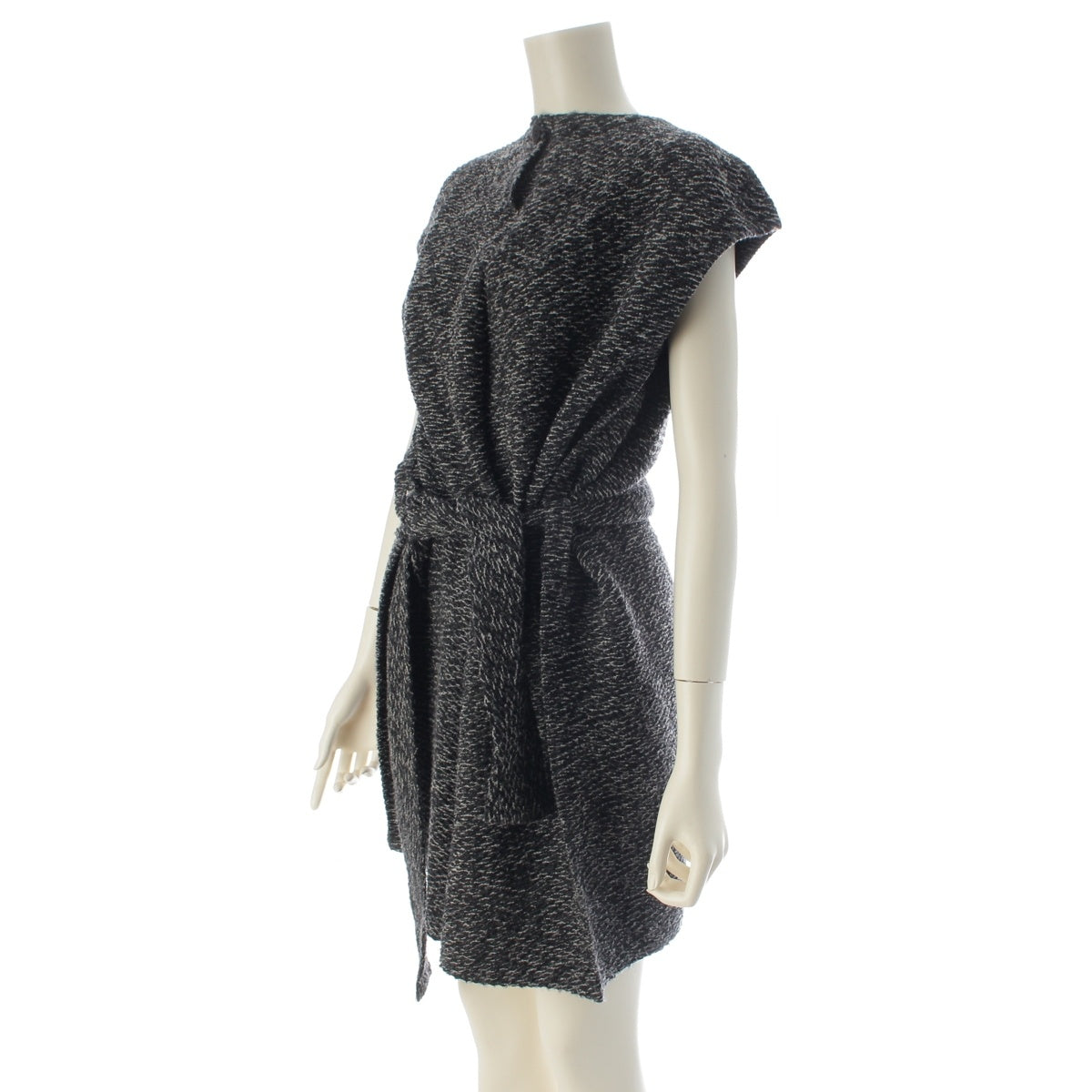 ISSEY MIYAKE Wool blend velvet Pleated sleeveless one piece dress IM43FT131 Heather gray 2