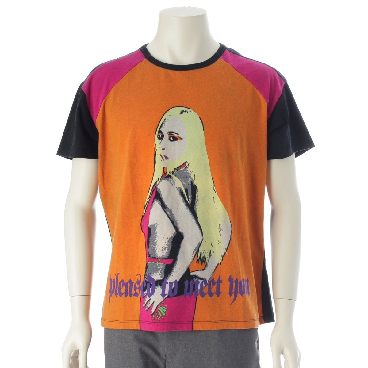 VERSACE Donatella Graphic Print Short sleeve T-shirt tops Orange black 56