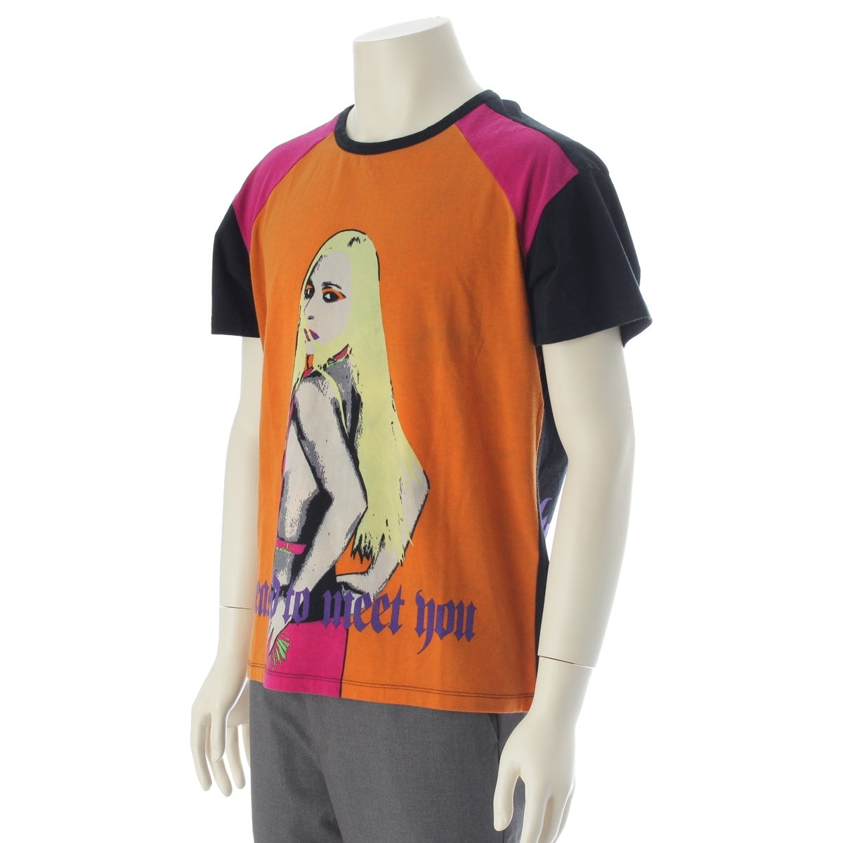 VERSACE Donatella Graphic Print Short sleeve T-shirt tops Orange black 56