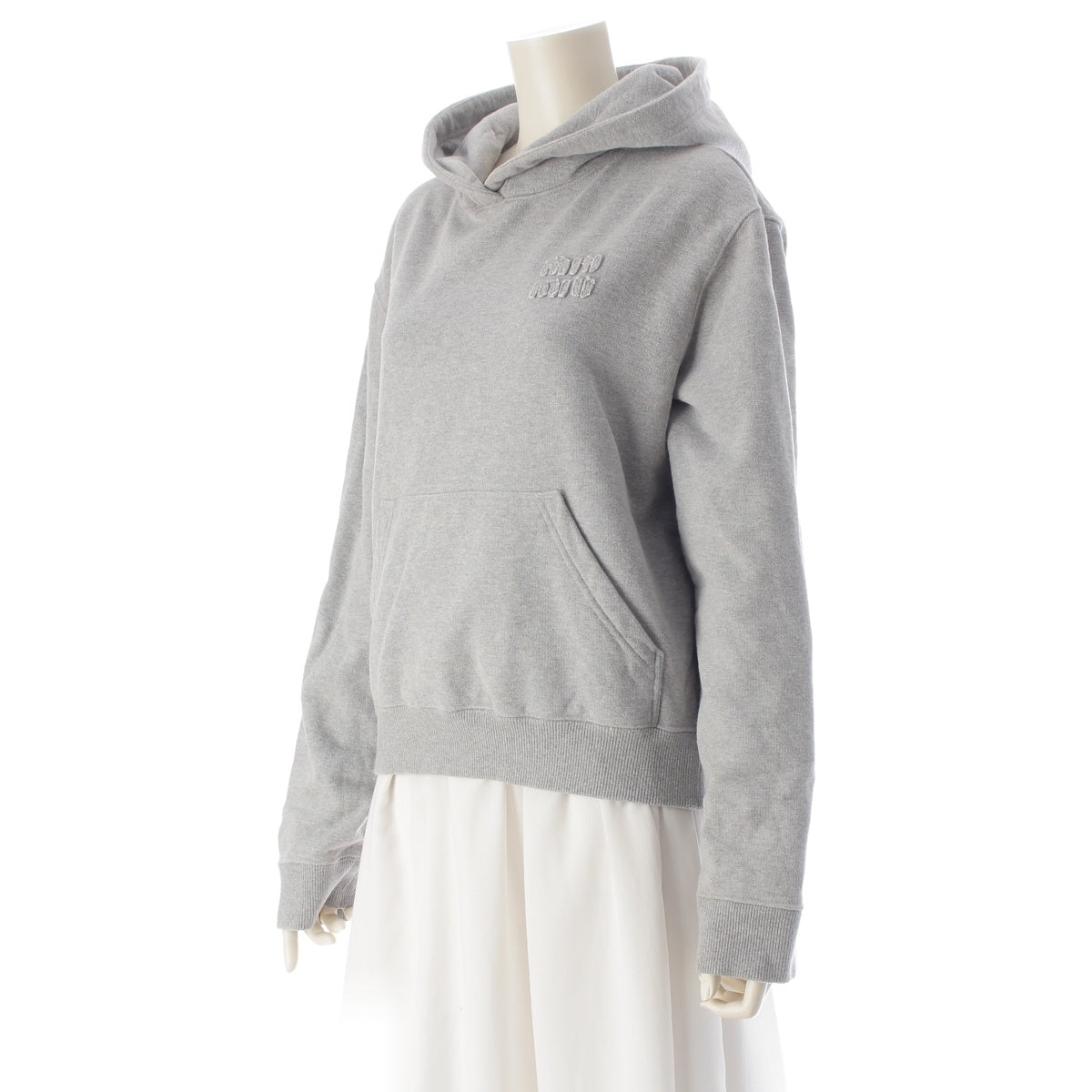 MIUMIU Logo Hoodie sweat tops gray XS