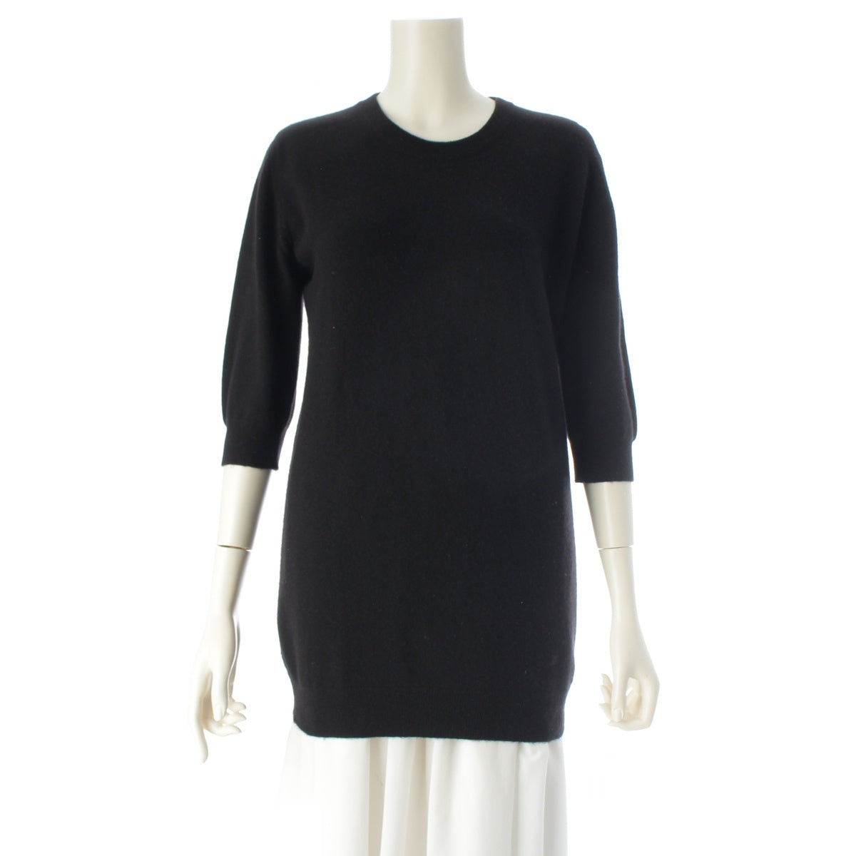 CHANEL Scottish cashmere (Scoca) COCO Mark Embroidered Crew Neck Knit sweater tops black M
