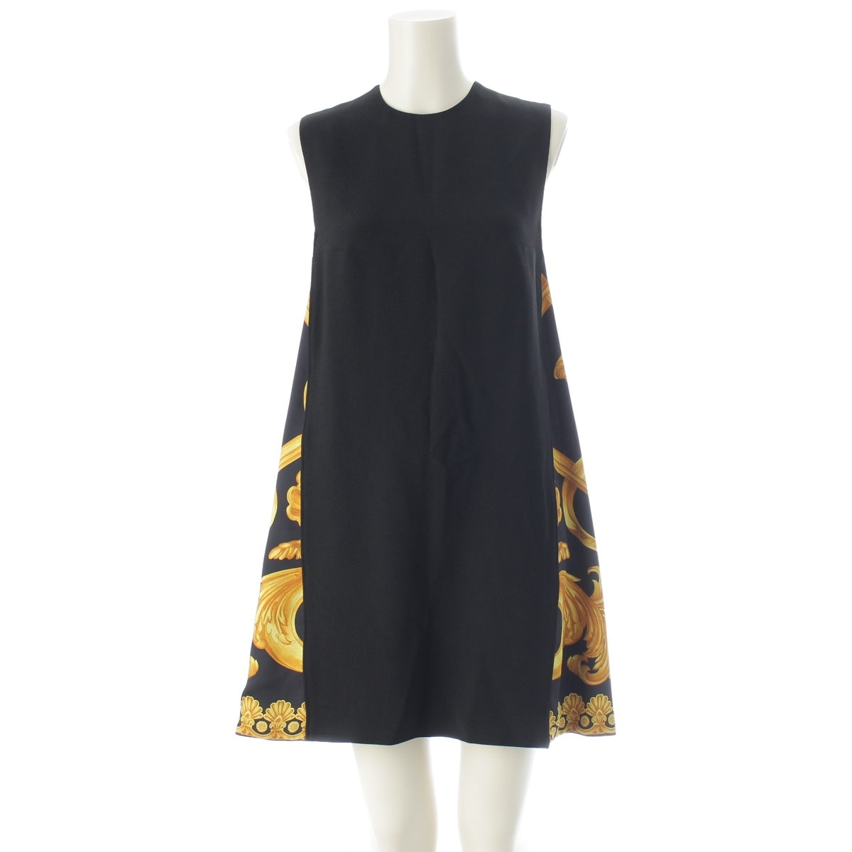 VERSACE Barocco Sleeveless Mini one piece dress Black x yellow 36