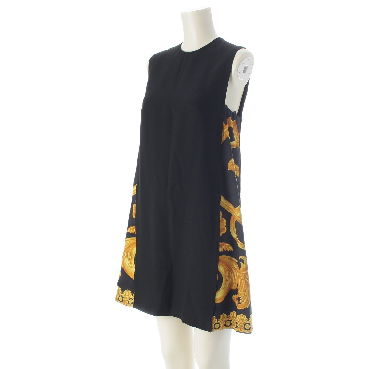 VERSACE Barocco Sleeveless Mini one piece dress Black x yellow 36