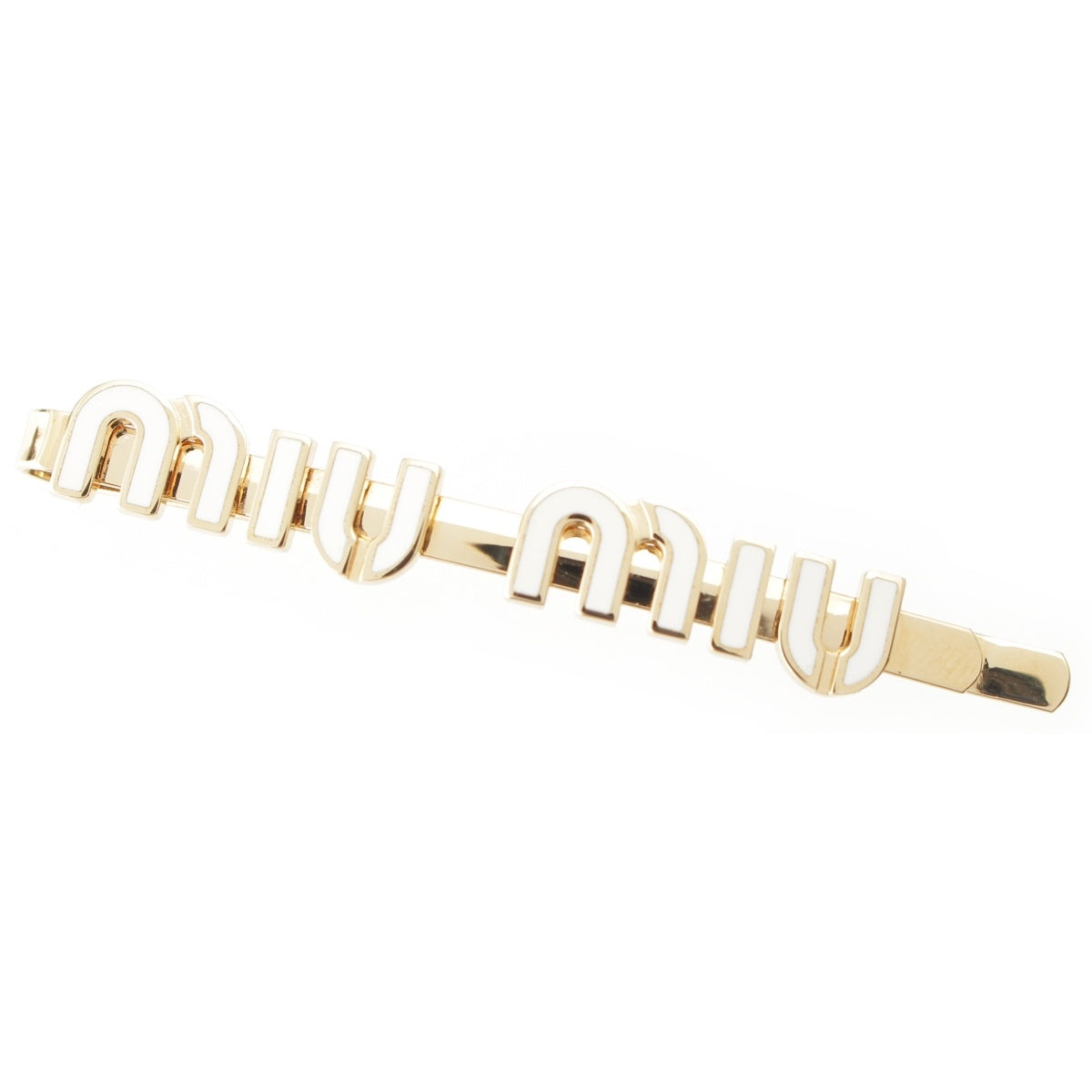 MIUMIU Logo Hairpin hair accessory White x gold