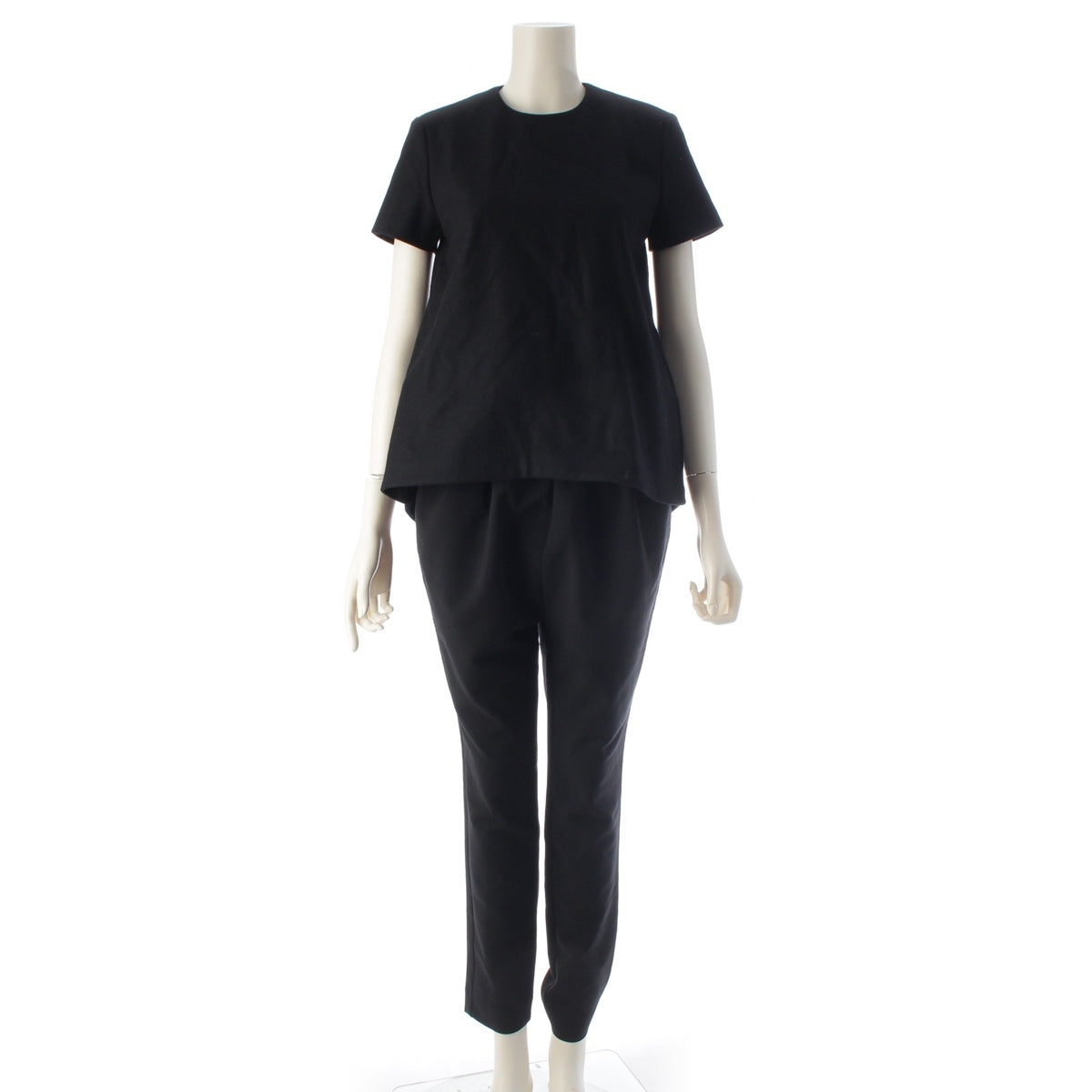 YOKO CHAN wool Short Sleeve Jumpsuit All-in-one Overall YCP-416-032 black 36