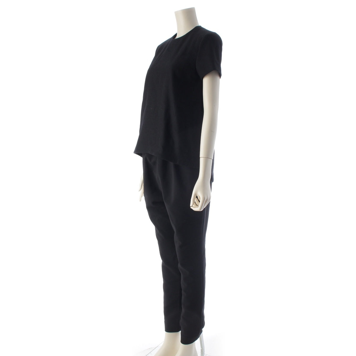 YOKO CHAN wool Short Sleeve Jumpsuit All-in-one Overall YCP-416-032 black 36