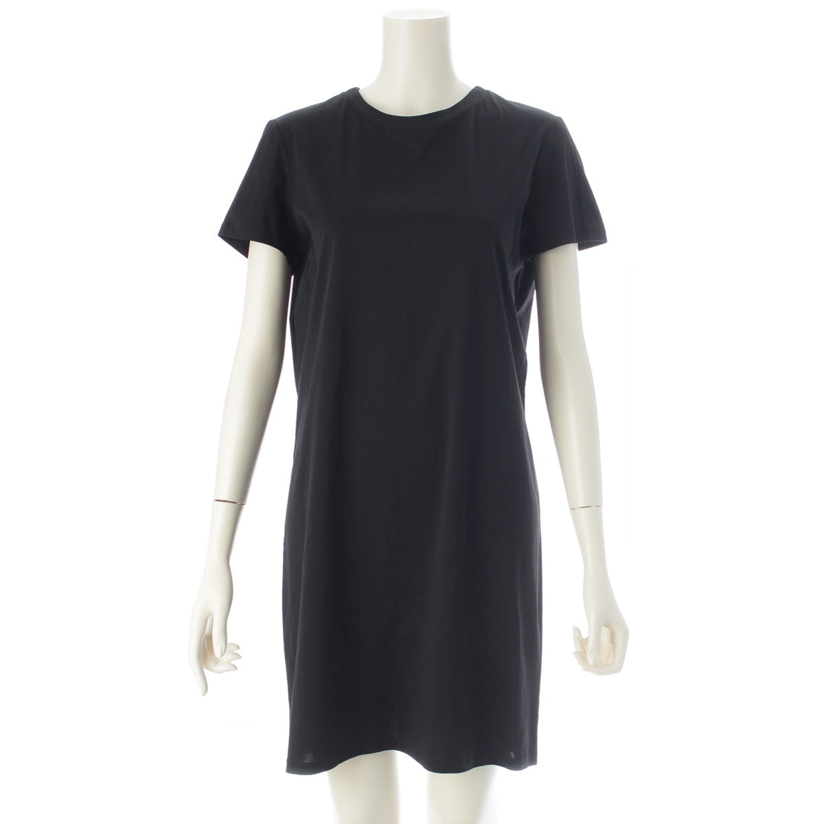 CHANEL cotton cut and sewn Back COCO Button Short Sleeve one piece dress P57567 black M
