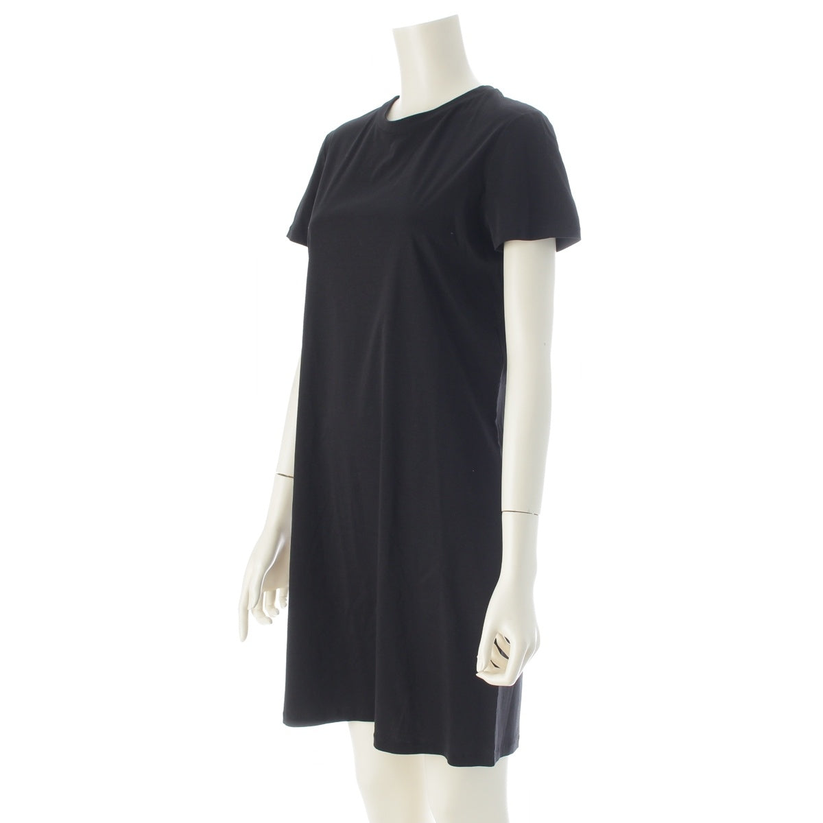 CHANEL cotton cut and sewn Back COCO Button Short Sleeve one piece dress P57567 black M
