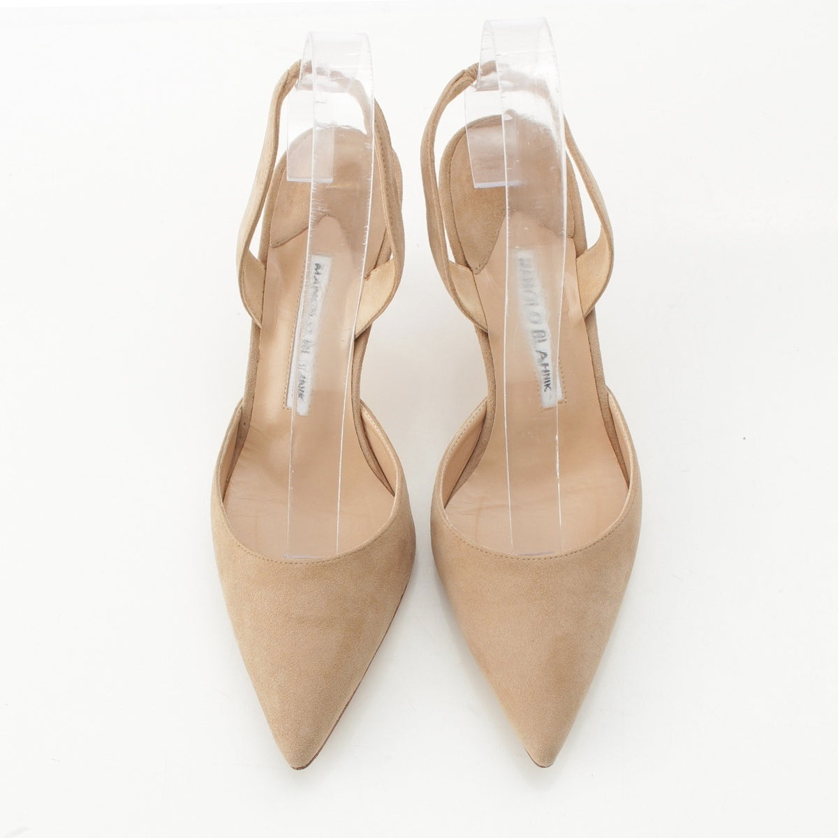 MANOLO BLAHNIK Suede Pointed-toe slingback shoes Mule beige 36 2/1