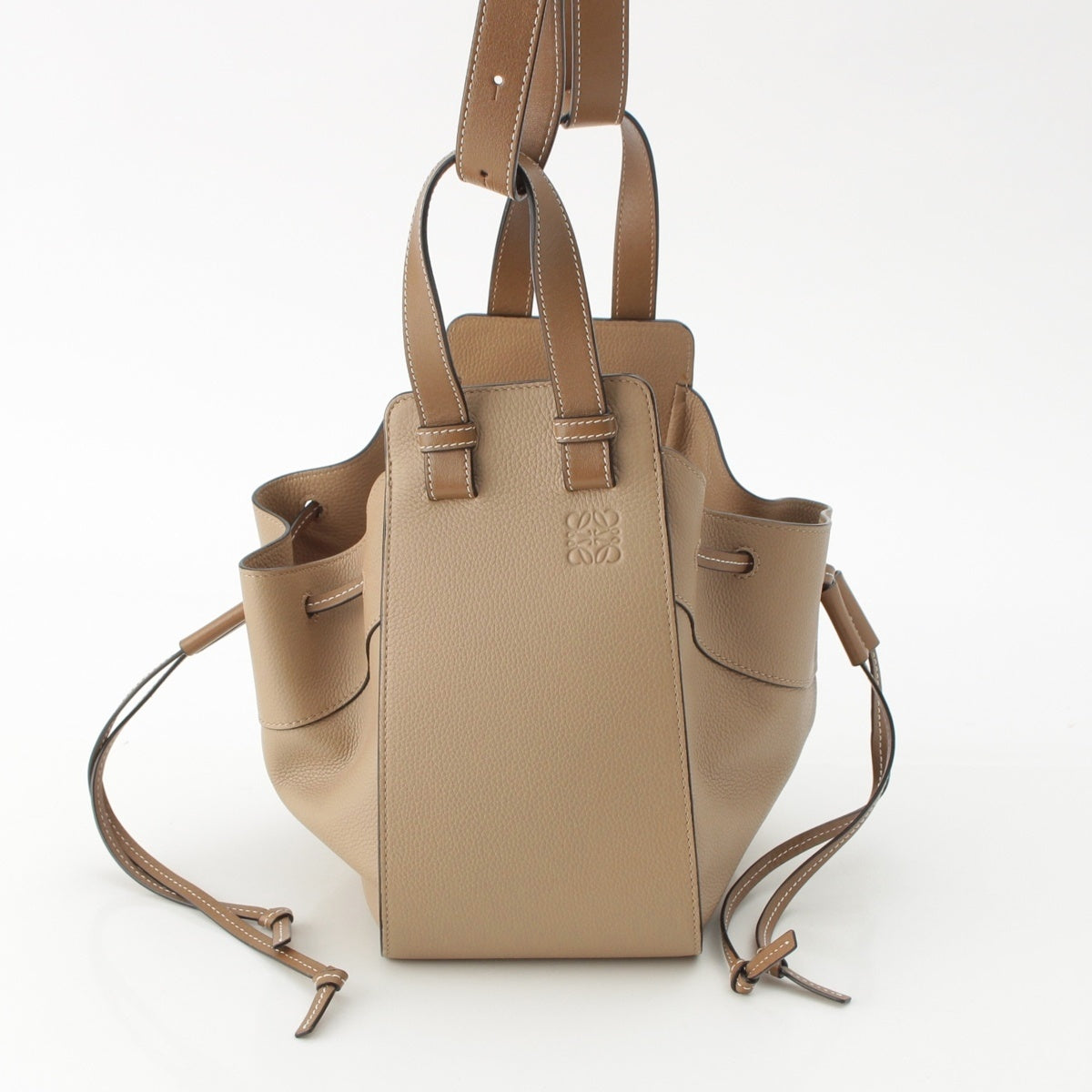 LOEWE hammock drawstring small leather 2WAY Shoulder Handbag sand