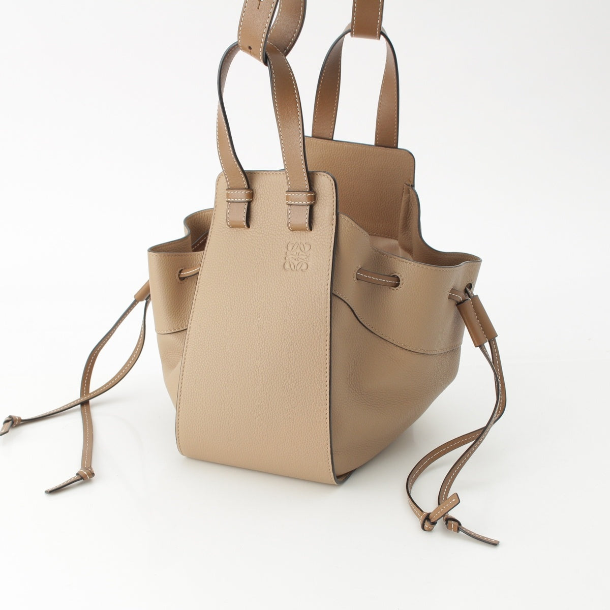 LOEWE hammock drawstring small leather 2WAY Shoulder Handbag sand