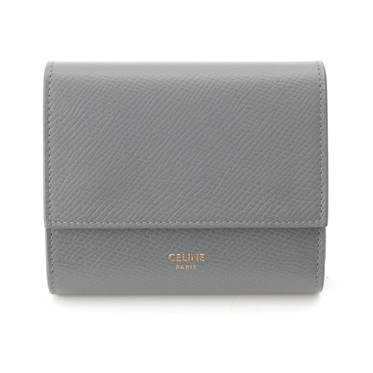 CELINE Small trifold leather Compact wallet Bifold Wallet gray