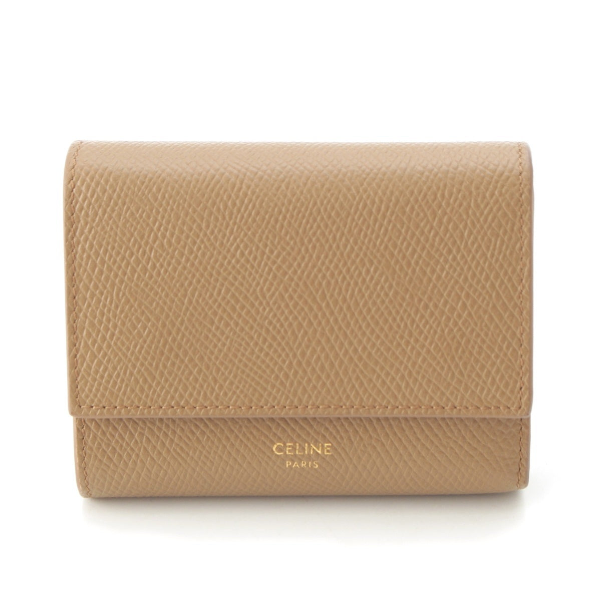 CELINE Small trifold leather Compact wallet Bifold Wallet Camel
