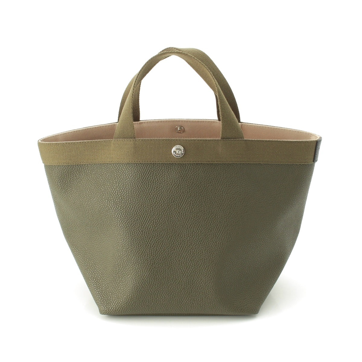 Herve Chapelier leather Luxe Pebbled Grain Coated Canvas Boat-Shaped Tote Handbag 707GP mousse