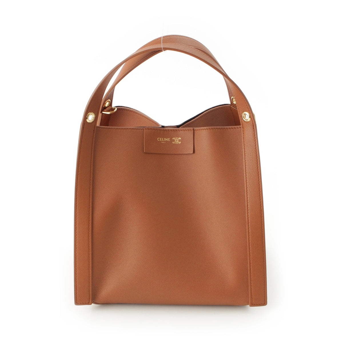 CELINE leather Triomphe Small Cubo 2WAY Handbag Brown