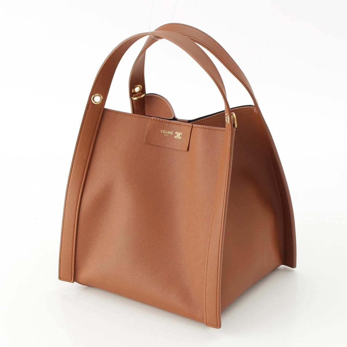 CELINE leather Triomphe Small Cubo 2WAY Handbag Brown